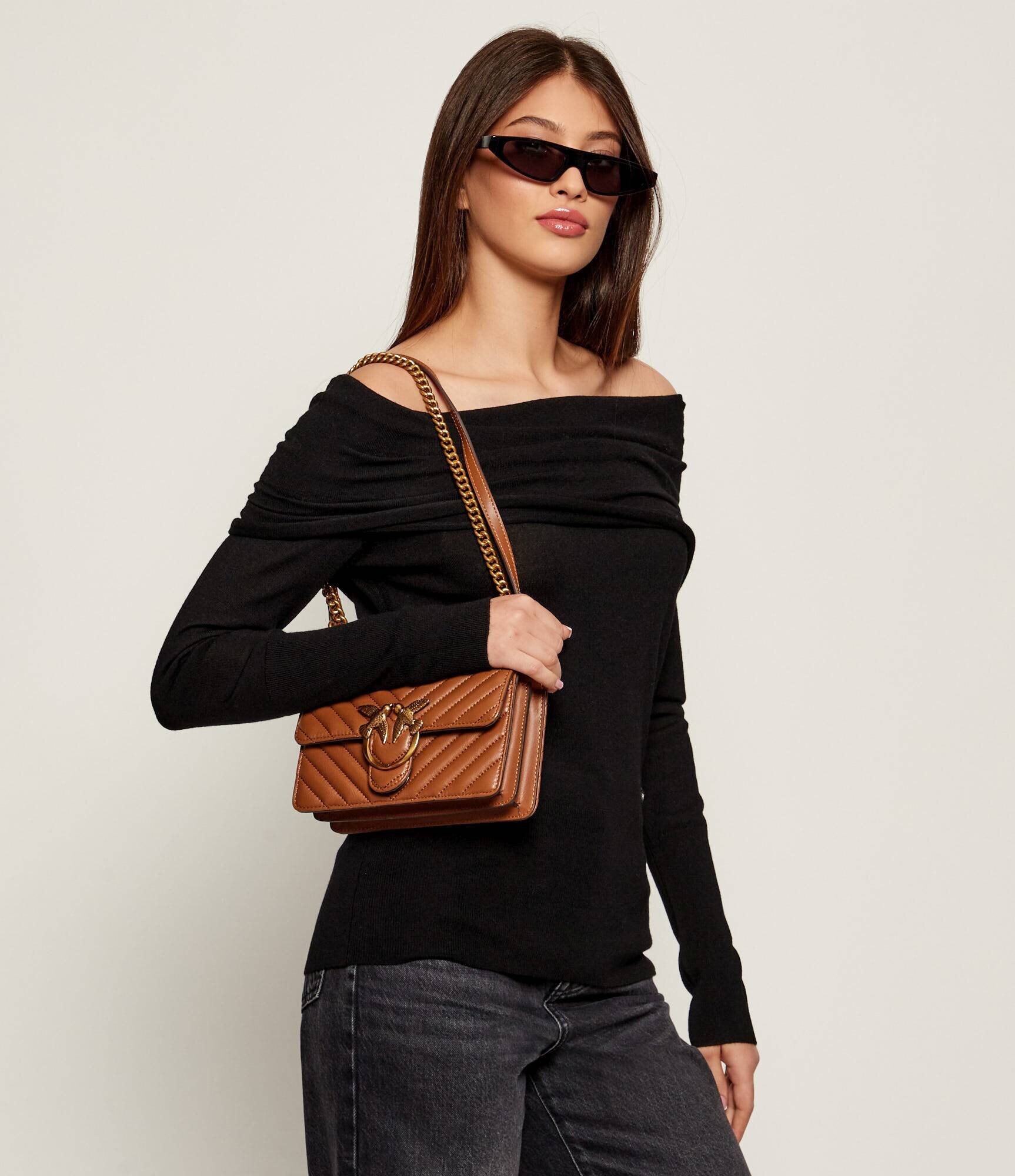 Pinko De piele geantă pe umăr Love One Mini