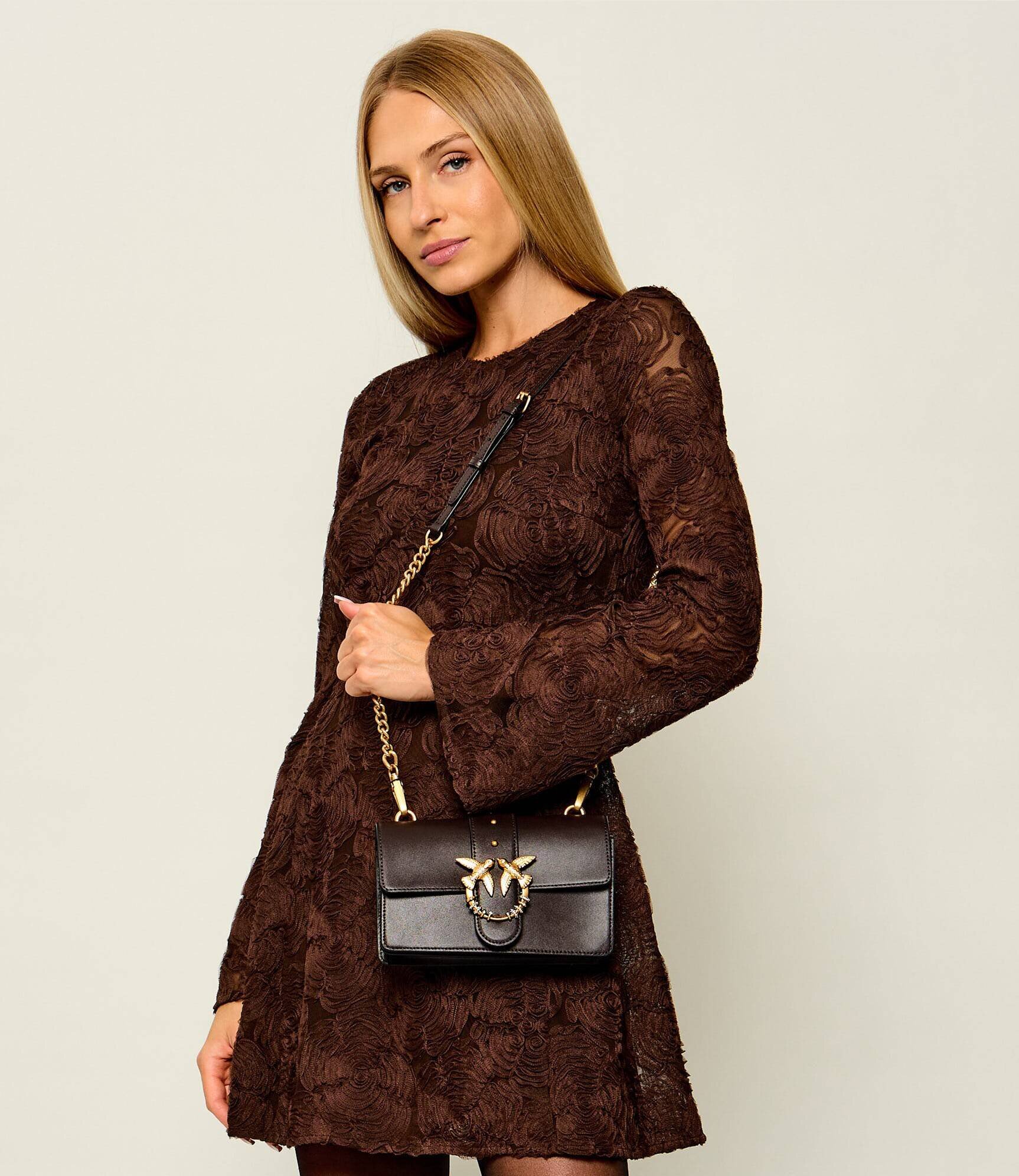 Pinko De piele geantă pe umăr Love One Mini
