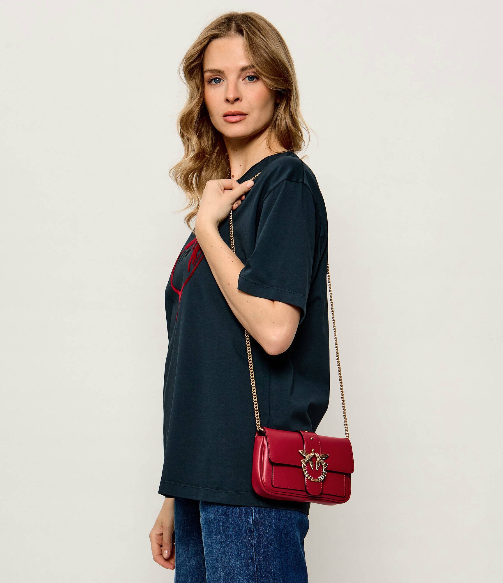 Pinko De piele geantă pe umăr Love Pocket New Buckle