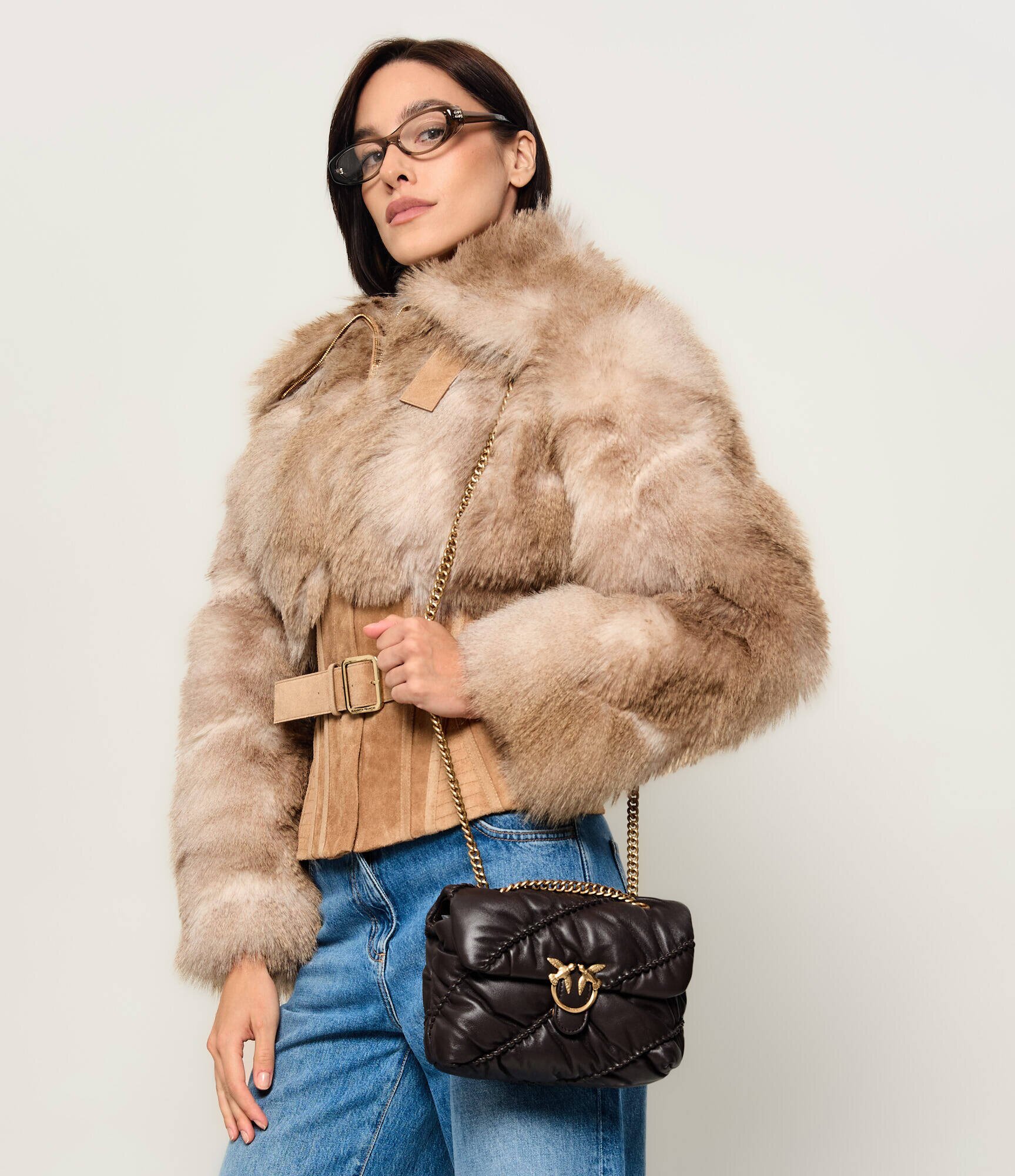 Pinko De piele geantă pe umăr Love Puff Crinckle Mini