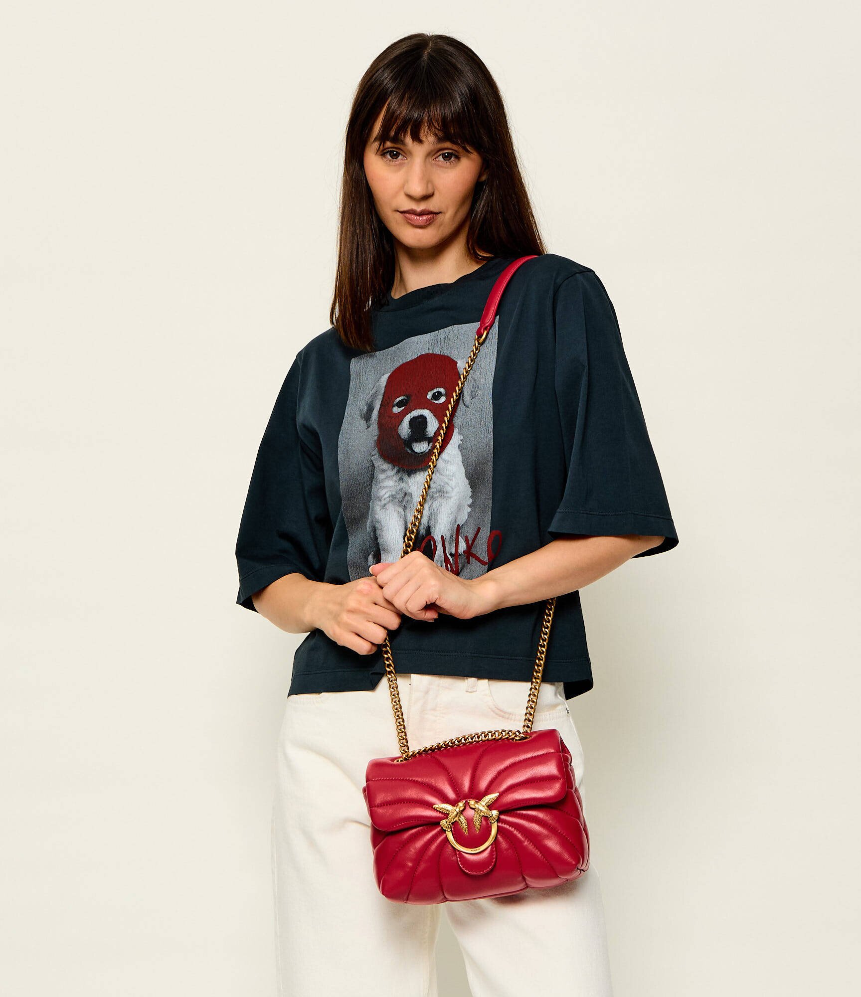 Pinko De piele geantă pe umăr Love Puff Mini