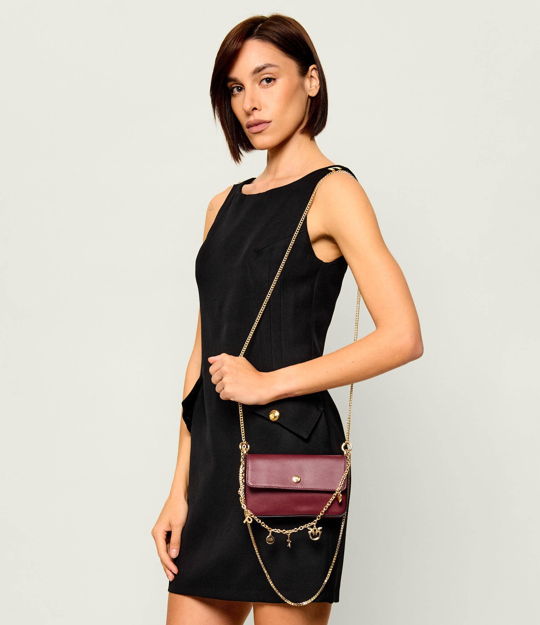 Pinko De piele geantă pe umăr Phone Pocket Chain