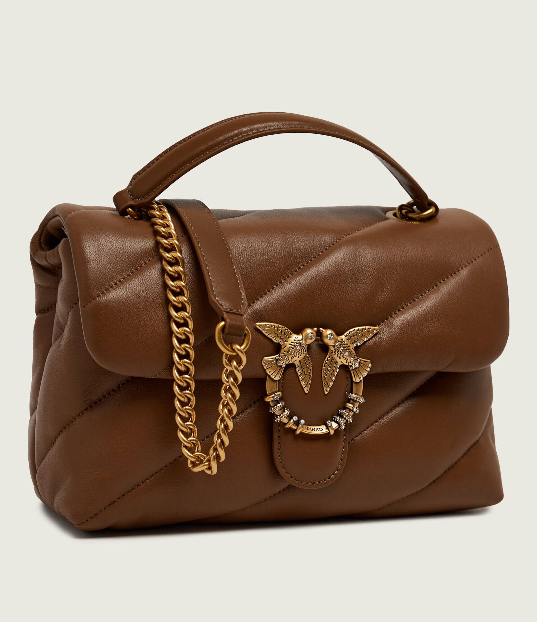 Pinko De piele geantă pe umăr Puff Classic New Buckle