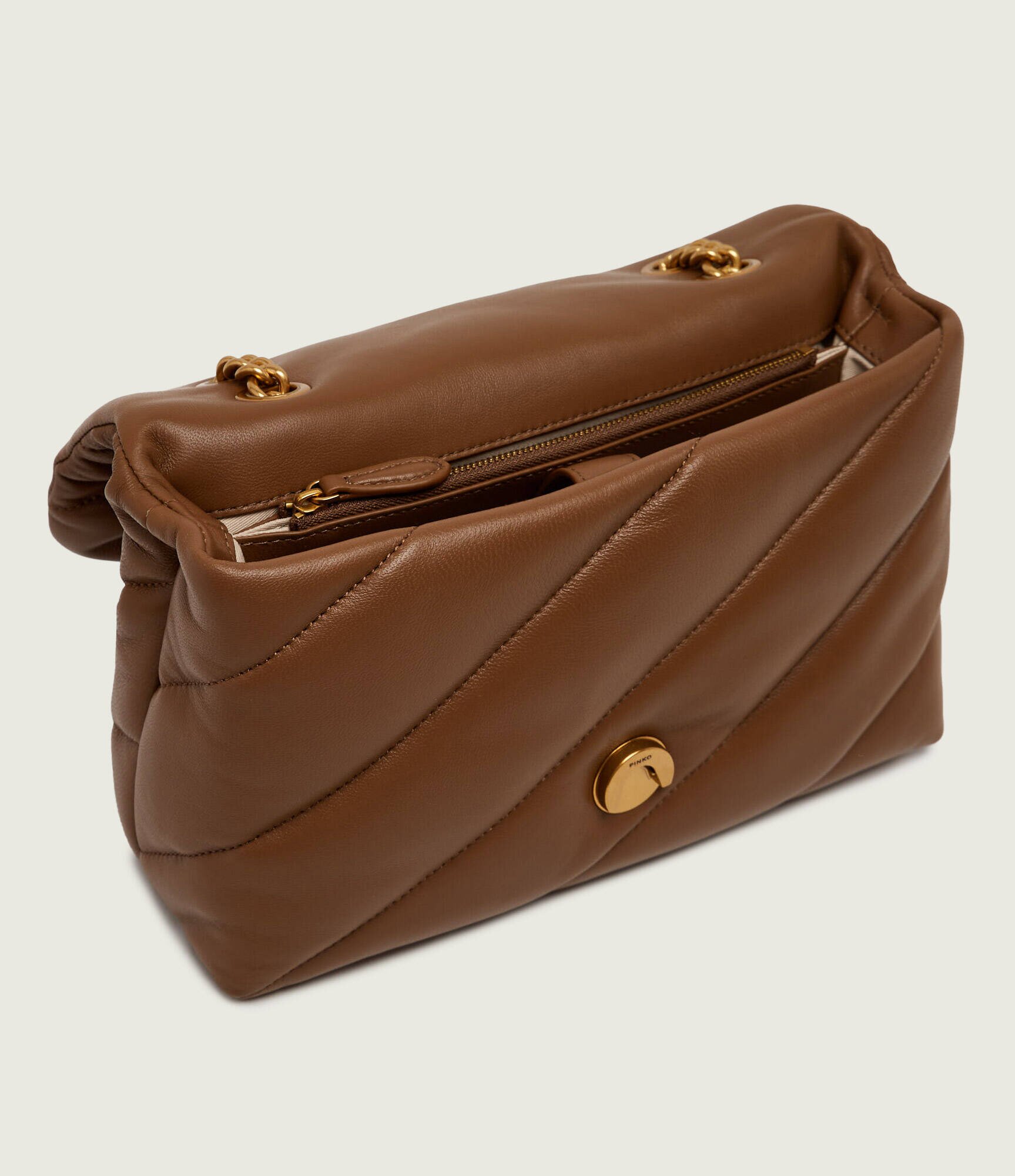 Pinko De piele geantă pe umăr Puff Classic New Buckle