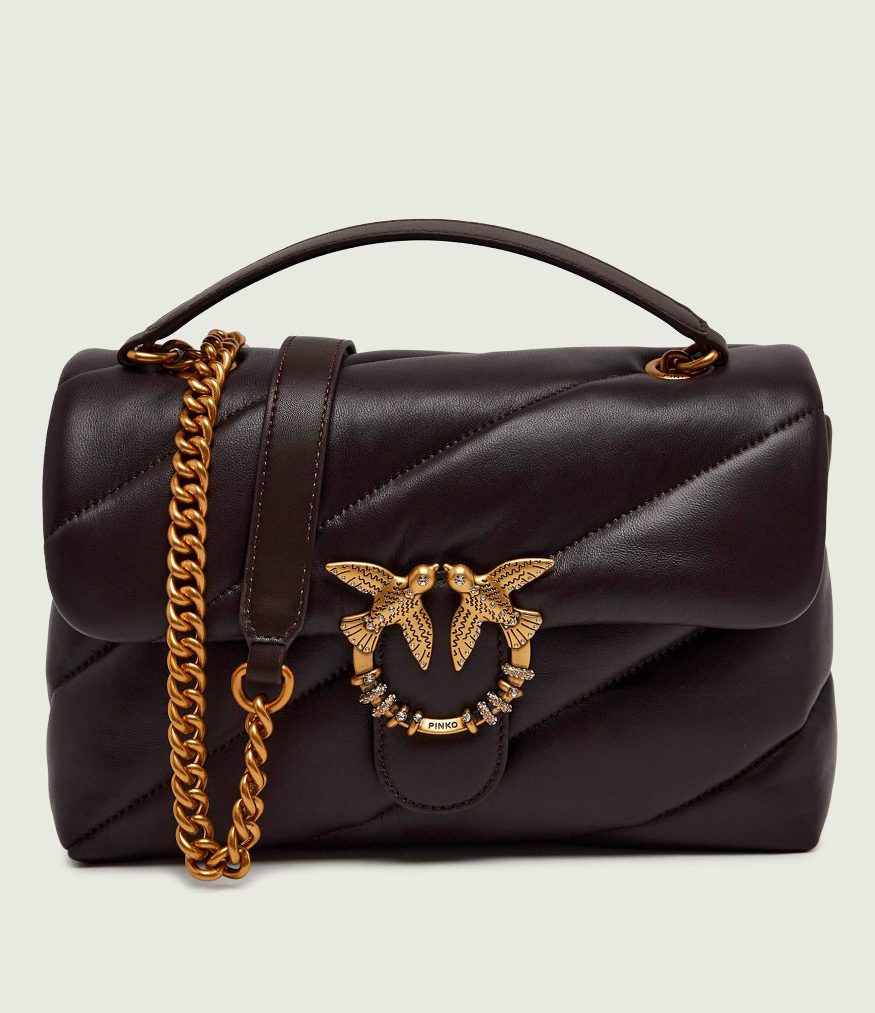 Pinko De piele geantă pe umăr Puff Classic New Buckle
