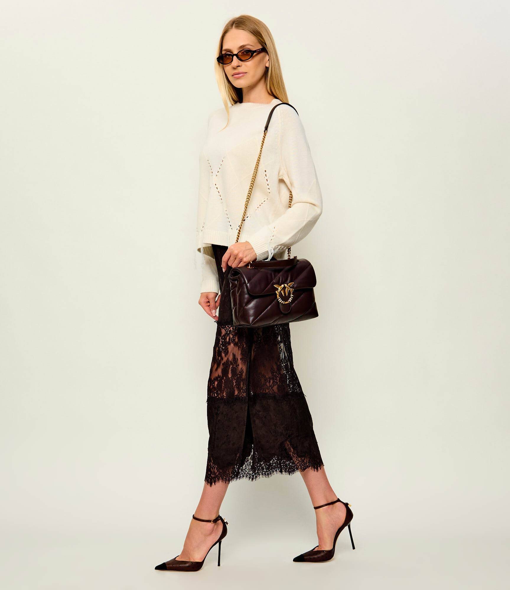 Pinko De piele geantă pe umăr Puff Classic New Buckle