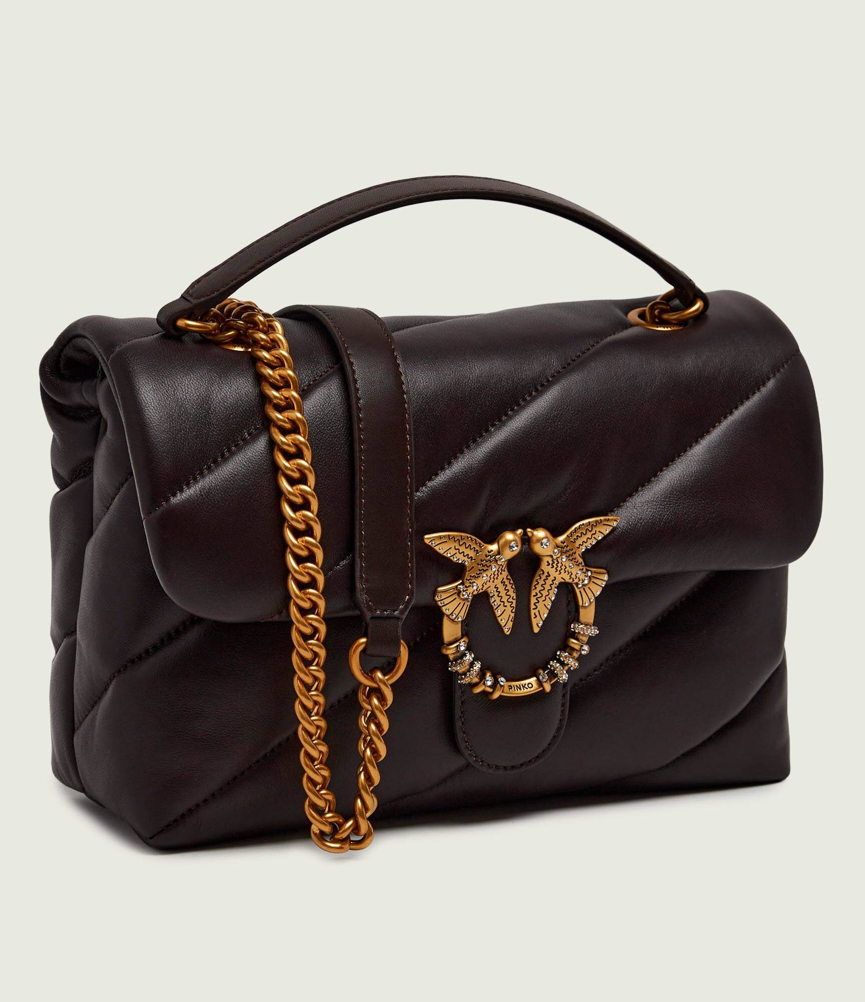 Pinko De piele geantă pe umăr Puff Classic New Buckle