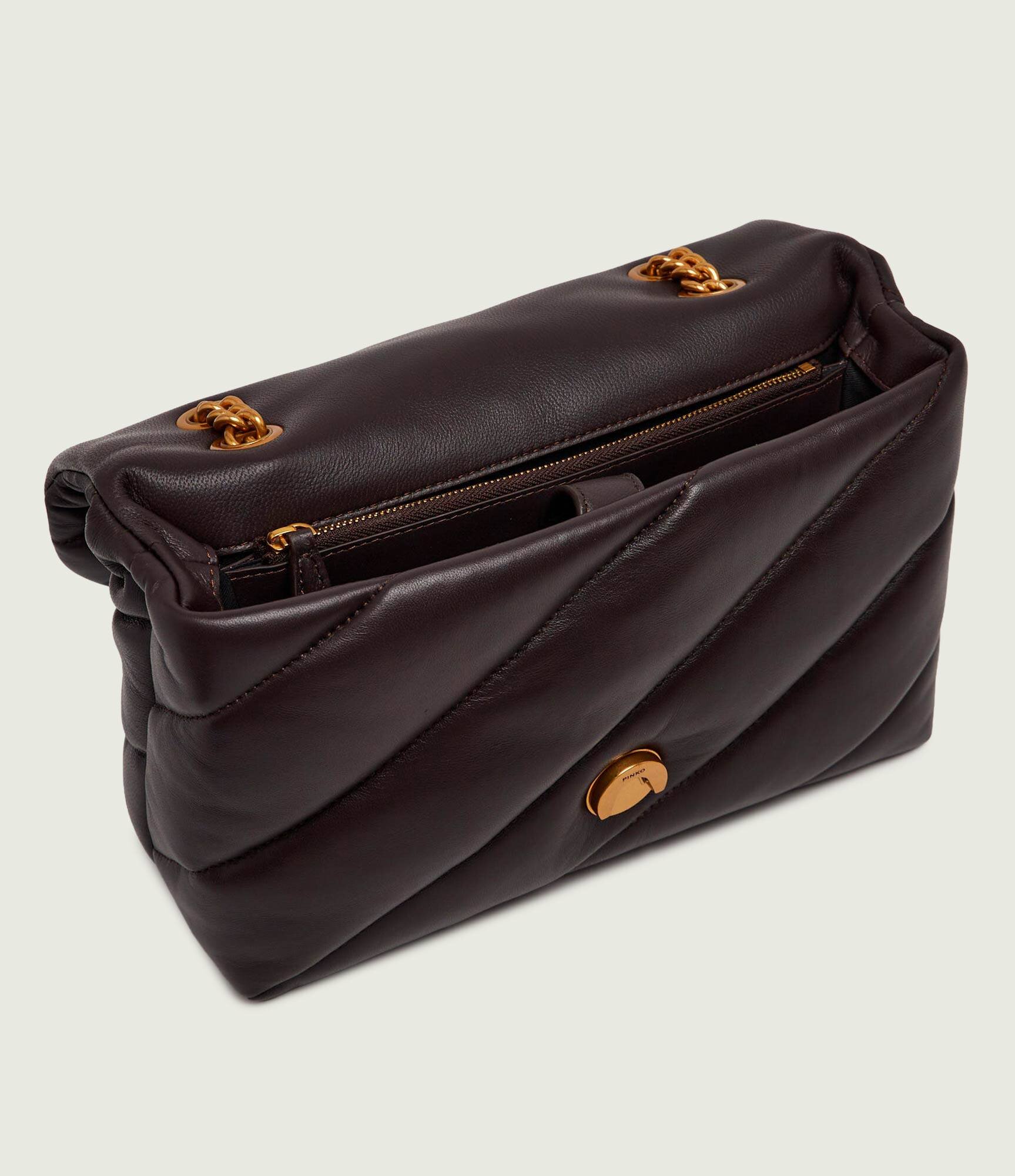 Pinko De piele geantă pe umăr Puff Classic New Buckle
