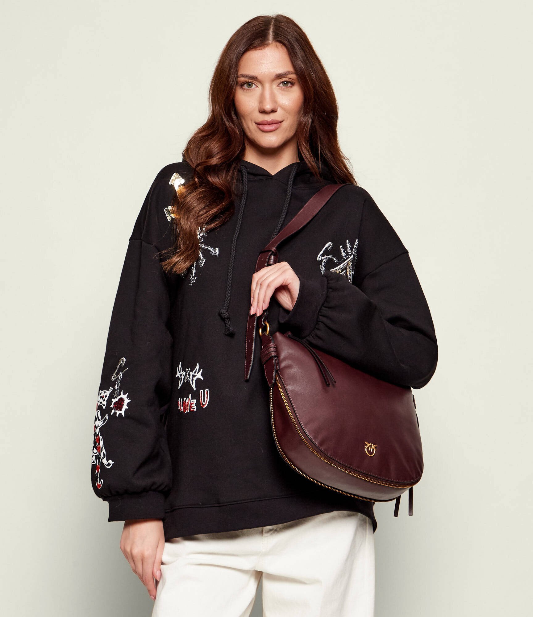 Pinko De piele geantă pe umăr Zip Around Classic