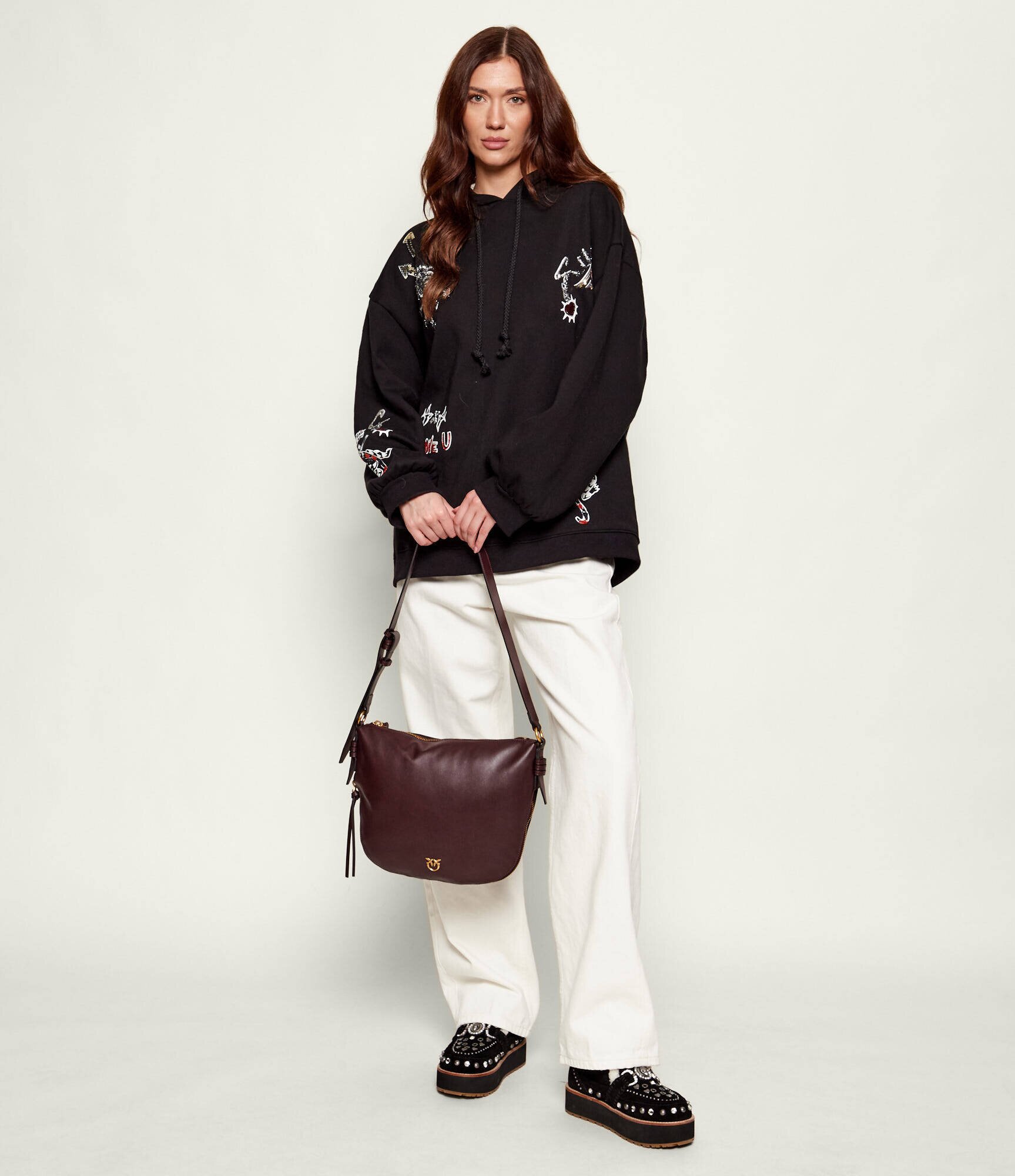 Pinko De piele geantă pe umăr Zip Around Classic