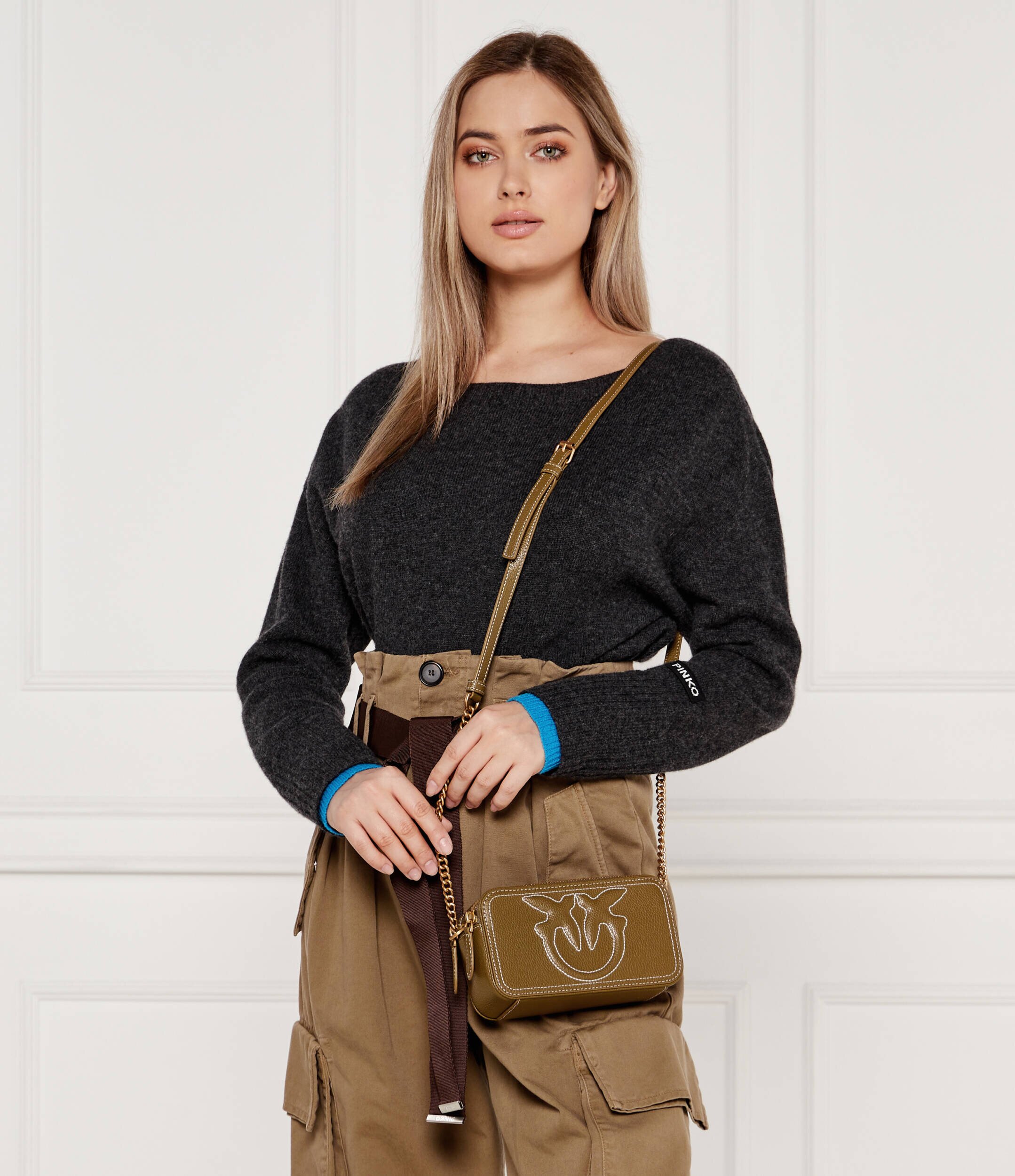 Pinko De piele geantă poștaș Carrie