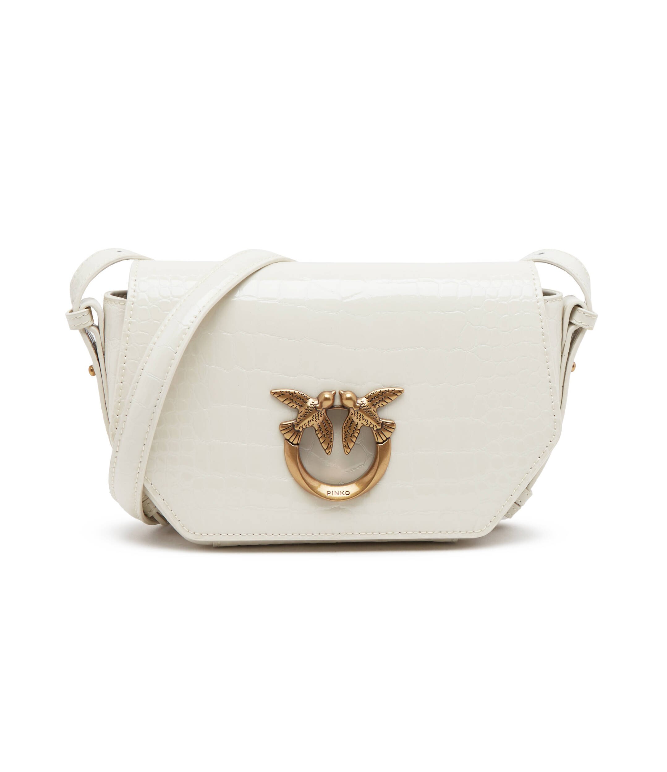 Pinko De piele geantă poștaș Love Click Exagon Mini