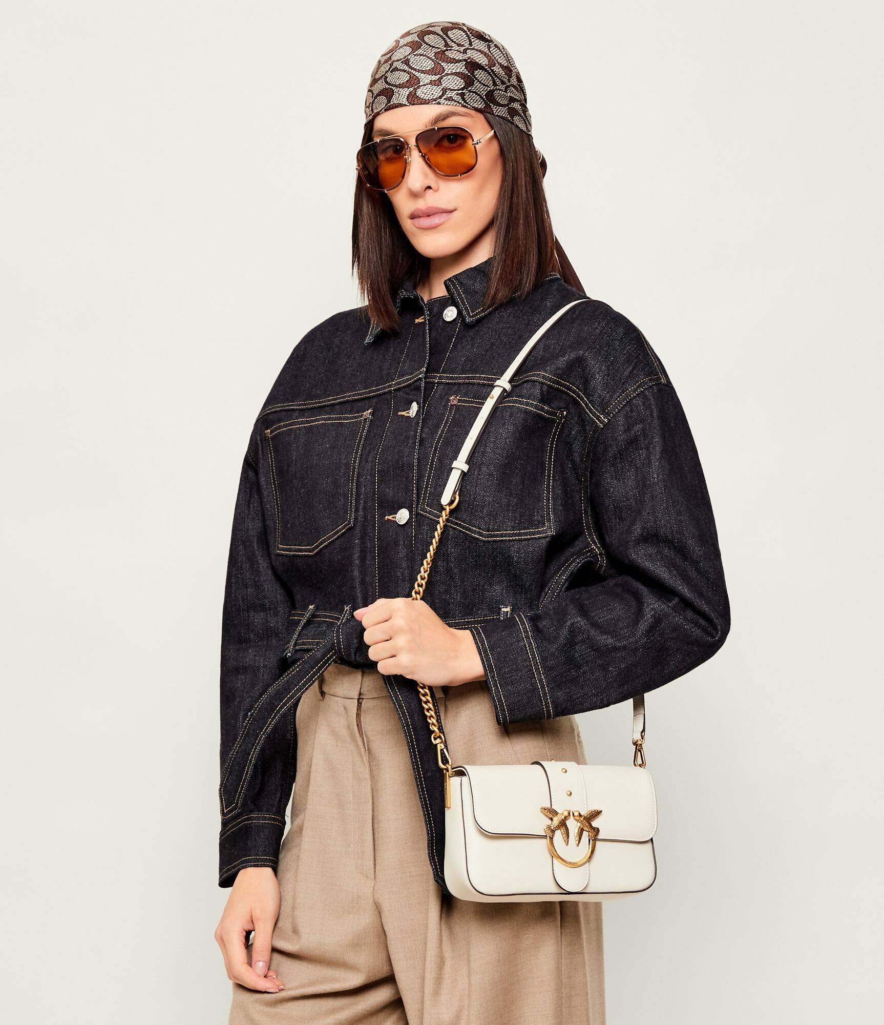 Pinko De piele geantă poștaș LOVE ONE MINI SLOUCHY