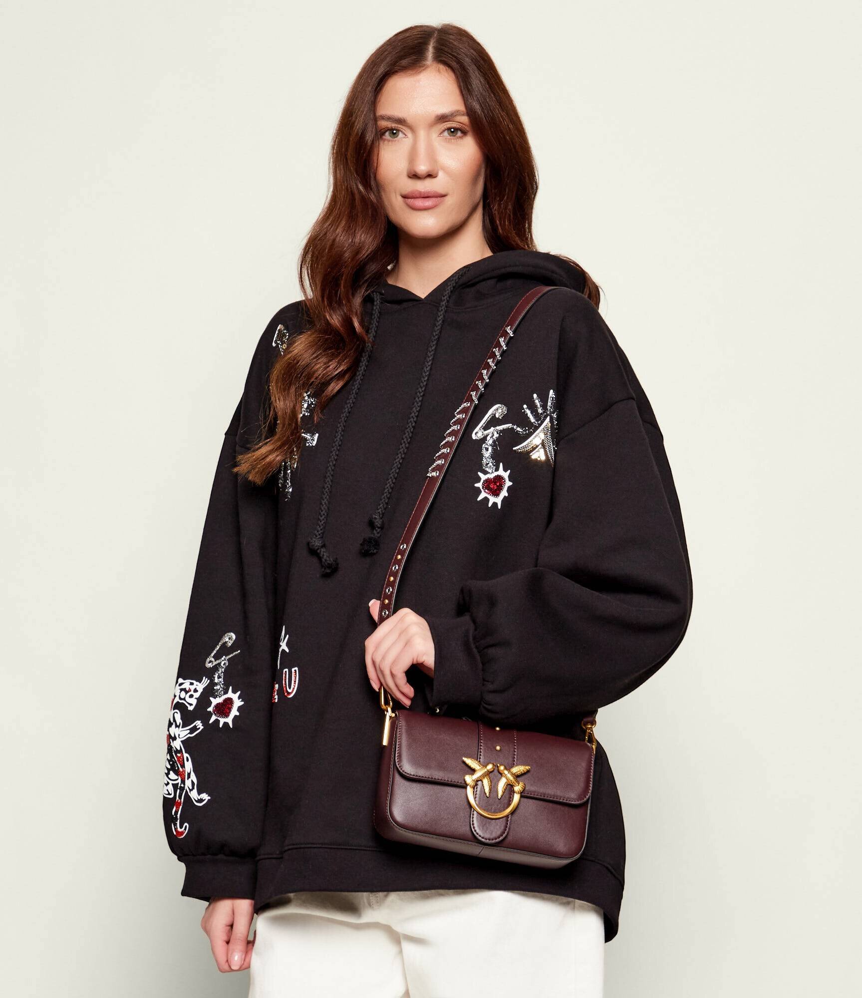 Pinko De piele geantă poștaș LOVE ONE MINI SLOUCHY