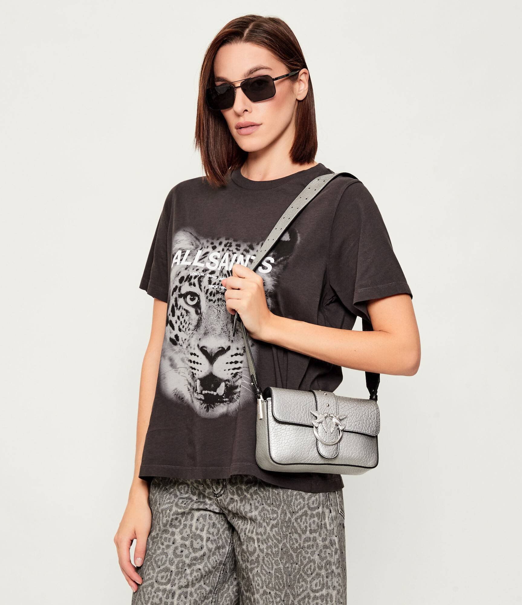 Pinko De piele geantă poștaș LOVE ONE MINI SLOUCHY FL