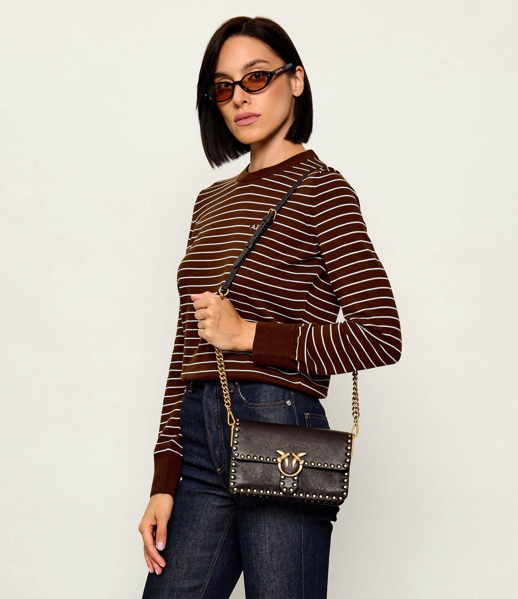 Pinko De piele geantă poștaș Love One Slouchy