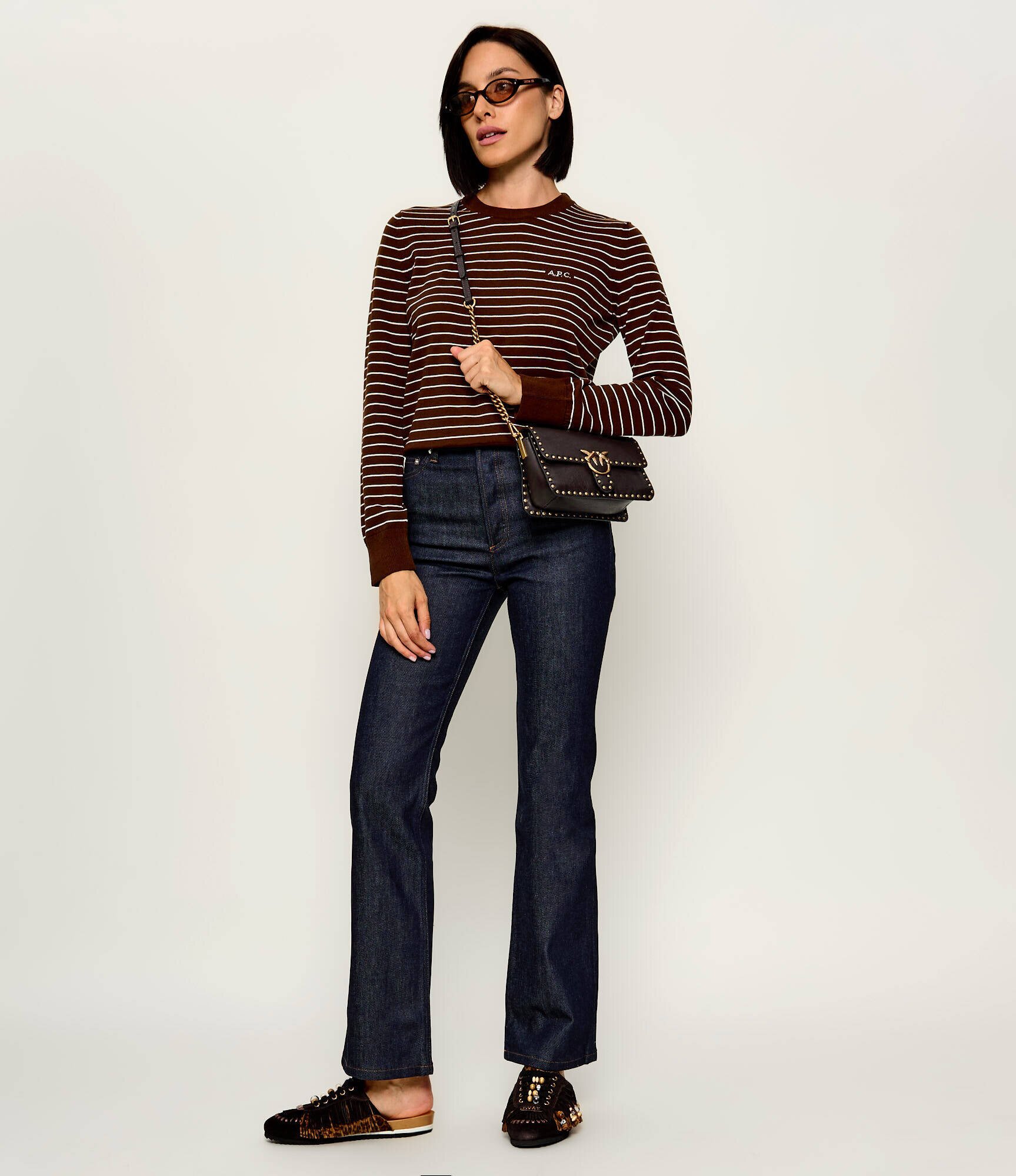 Pinko De piele geantă poștaș Love One Slouchy