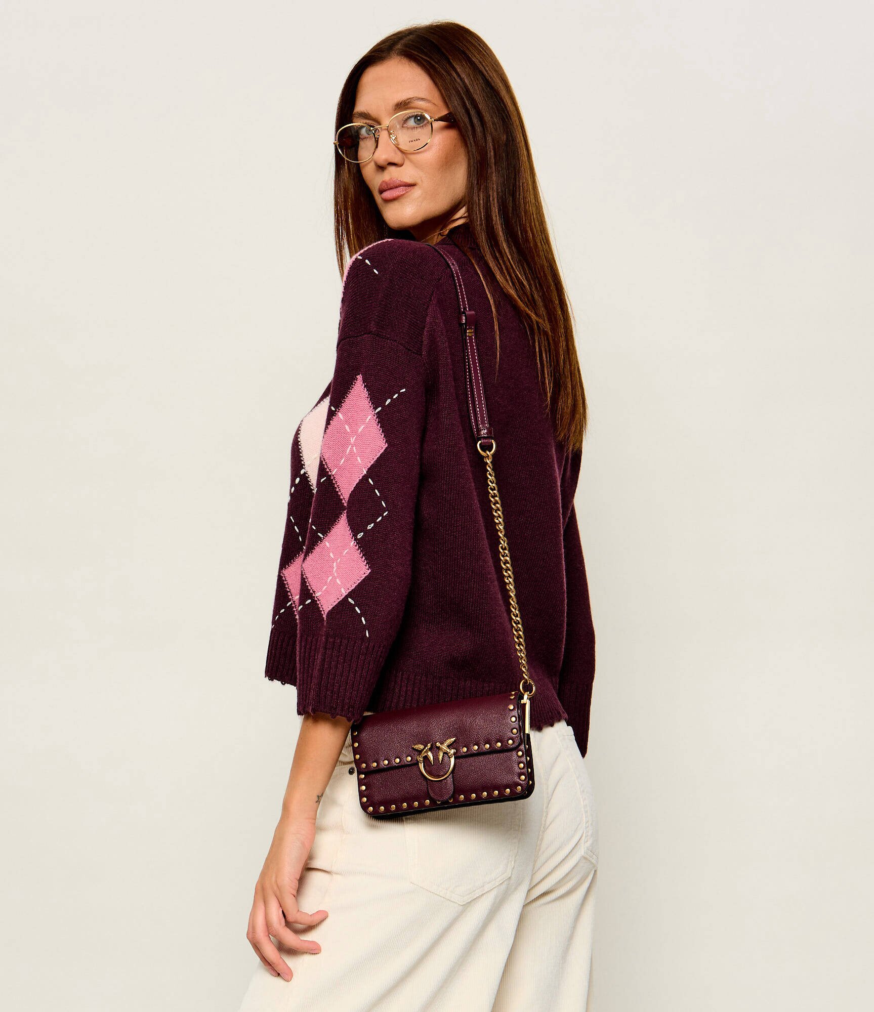 Pinko De piele geantă poștaș Love One Slouchy Baby