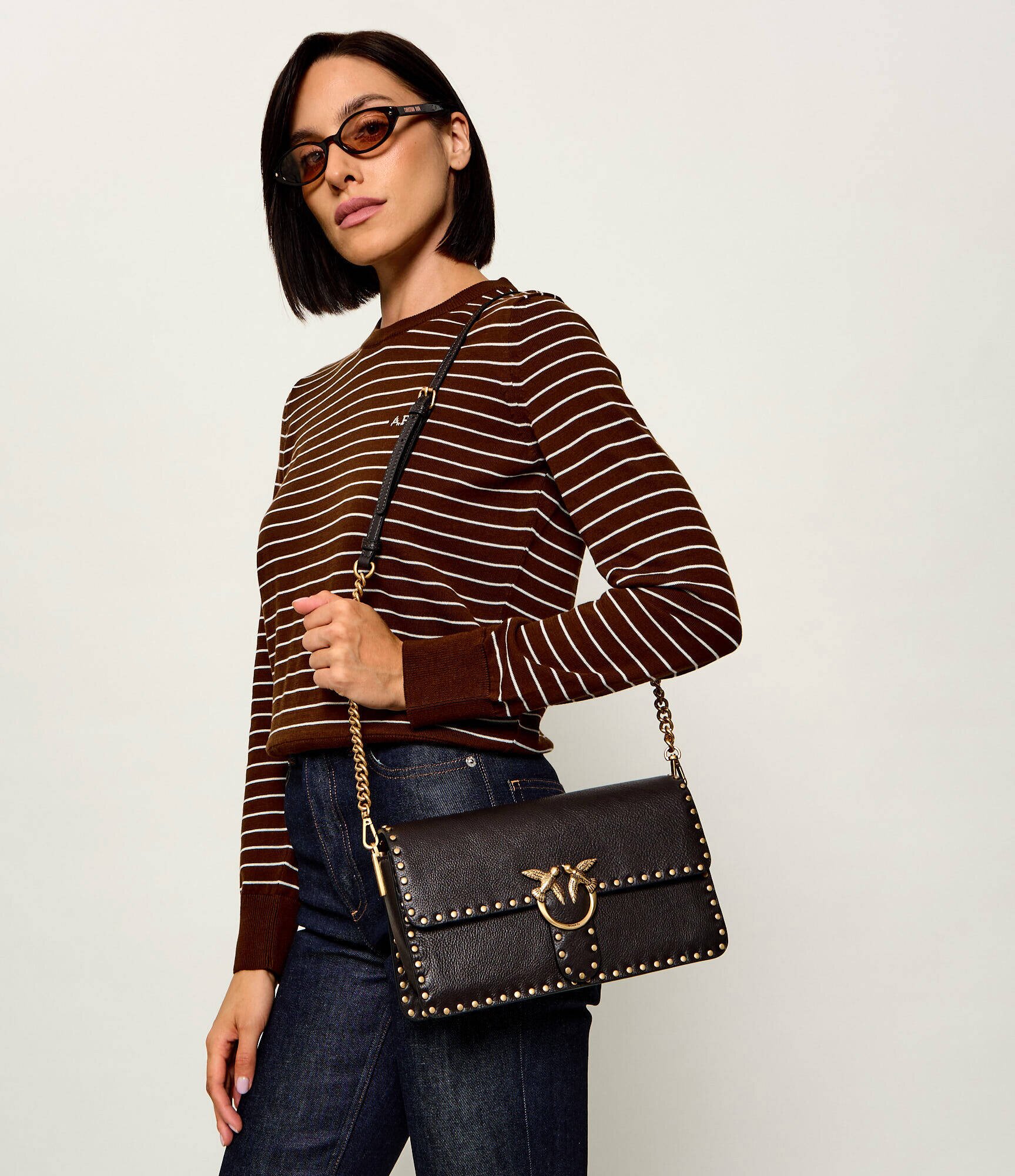 Pinko De piele geantă poștaș Love One Slouchy Cl