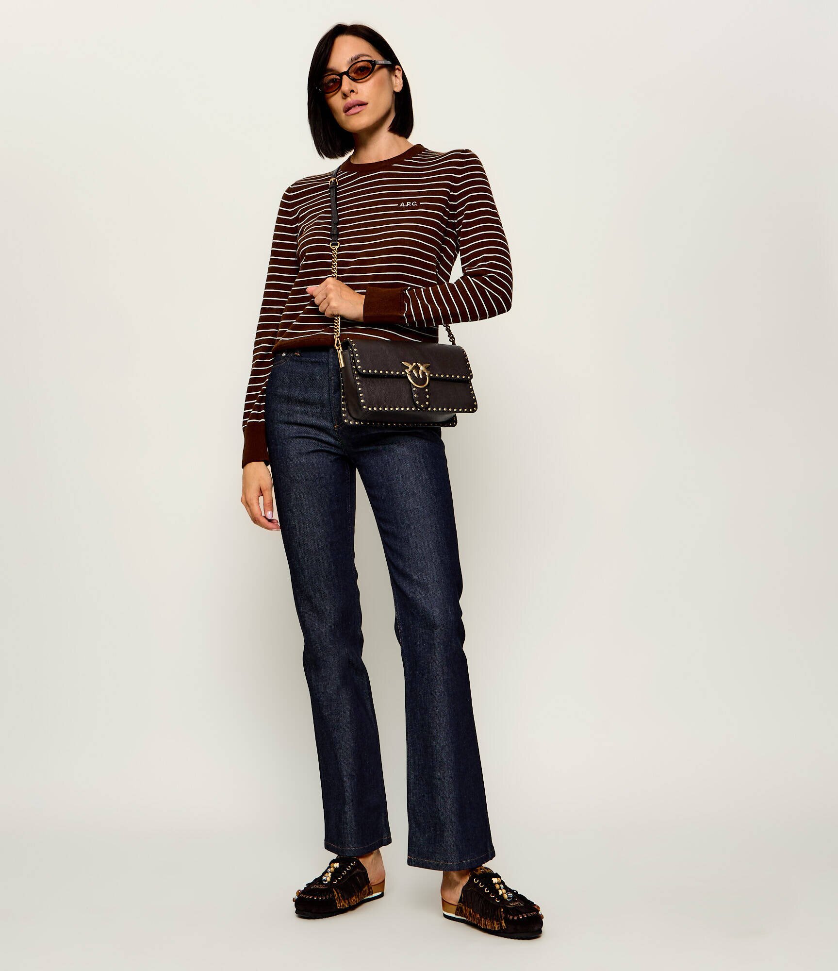 Pinko De piele geantă poștaș Love One Slouchy Cl