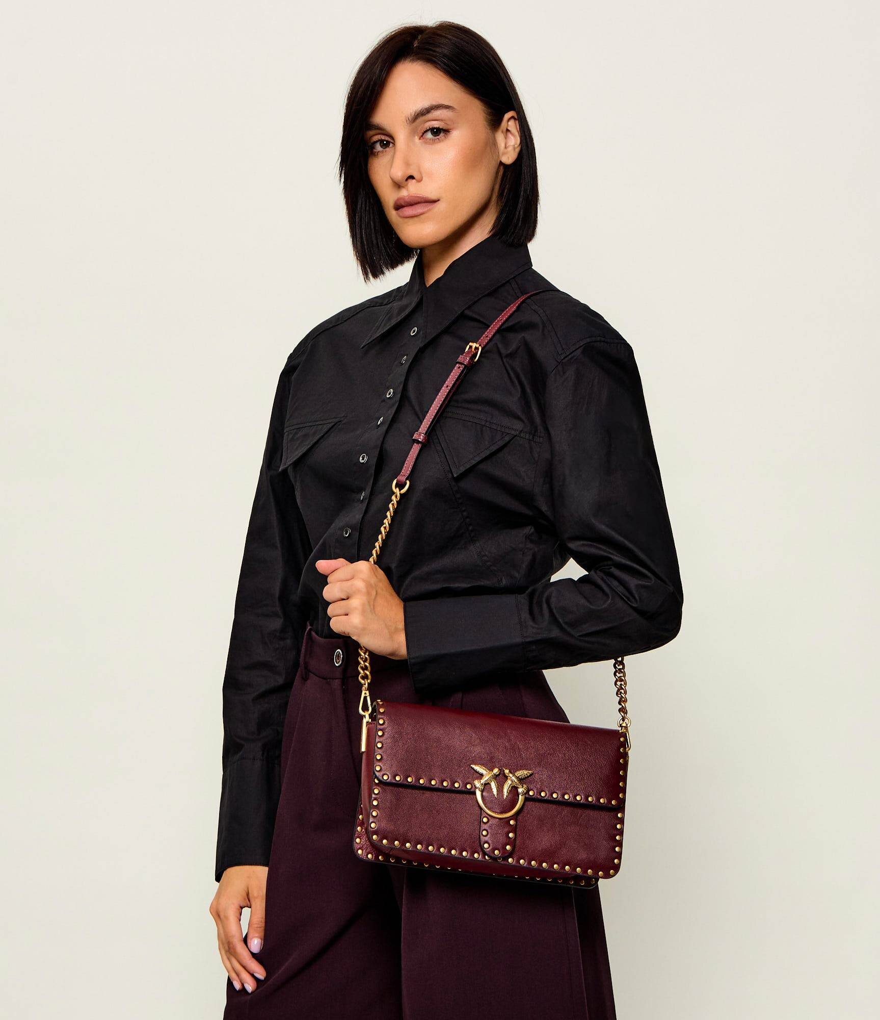 Pinko De piele geantă poștaș Love One Slouchy Cl