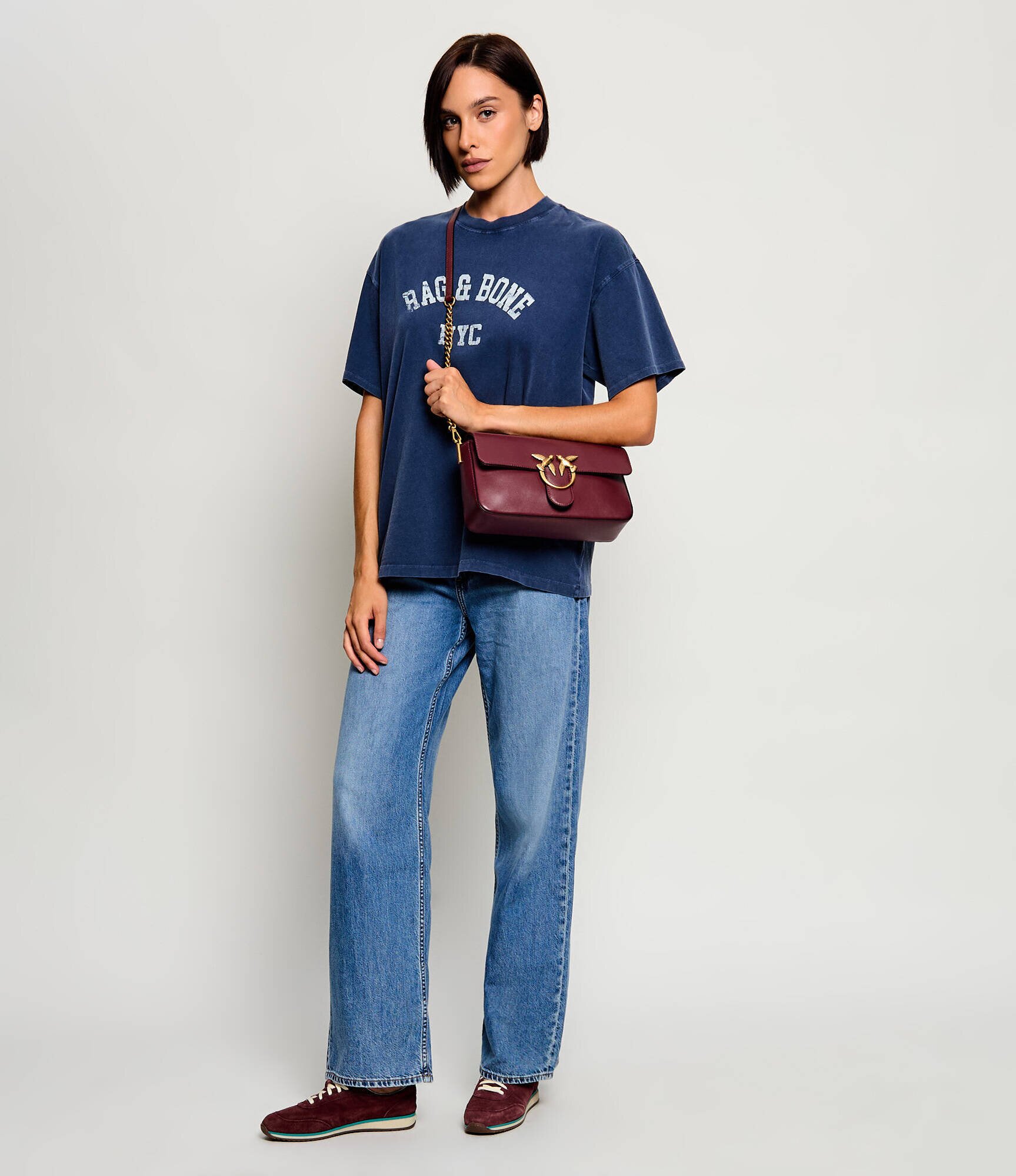 Pinko De piele geantă poștaș Love One Slouchy Classic