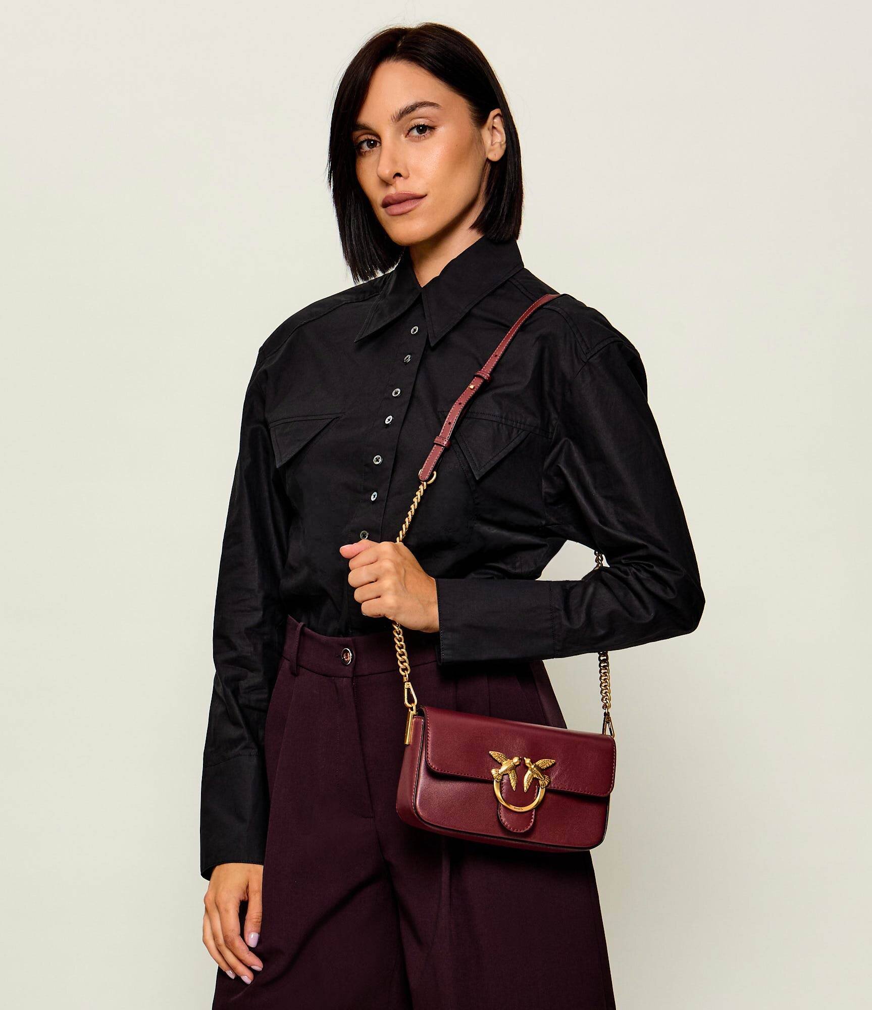Pinko De piele geantă poștaș Love One Slouchy Mini