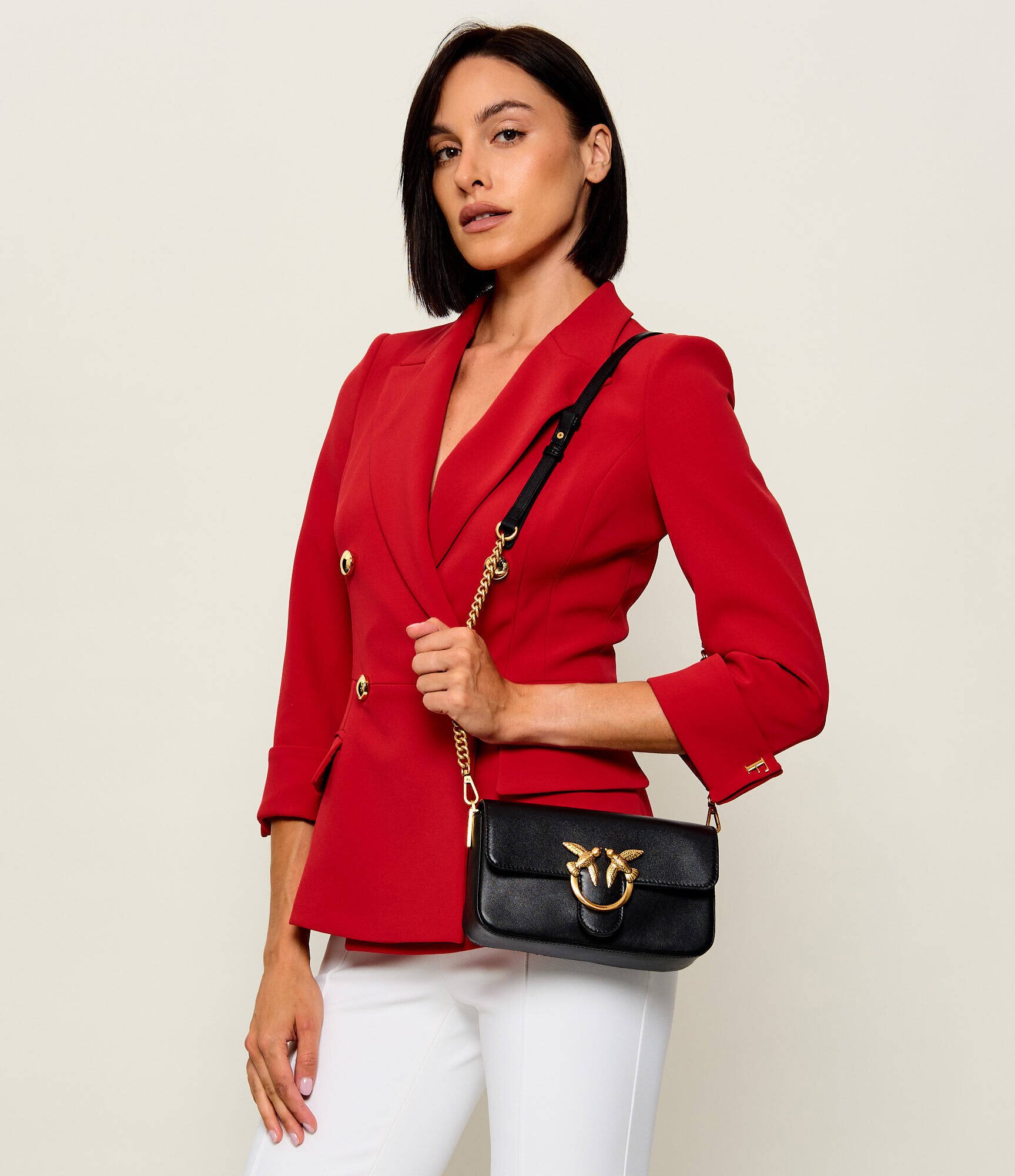 Pinko De piele geantă poștaș Love One Slouchy Mini