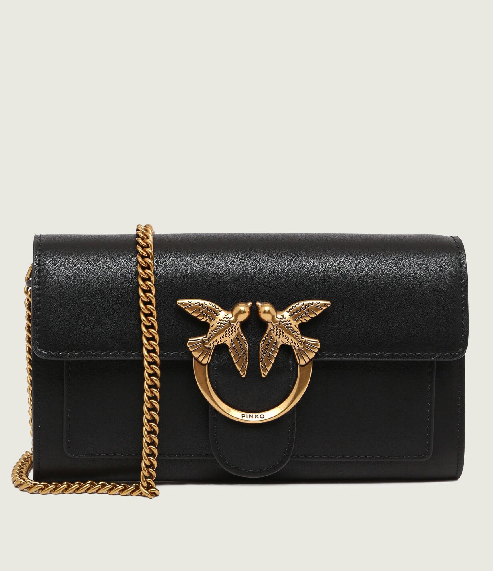 Pinko De piele geantă poștaș LOVE ONE WALLET C VITELLO SETA