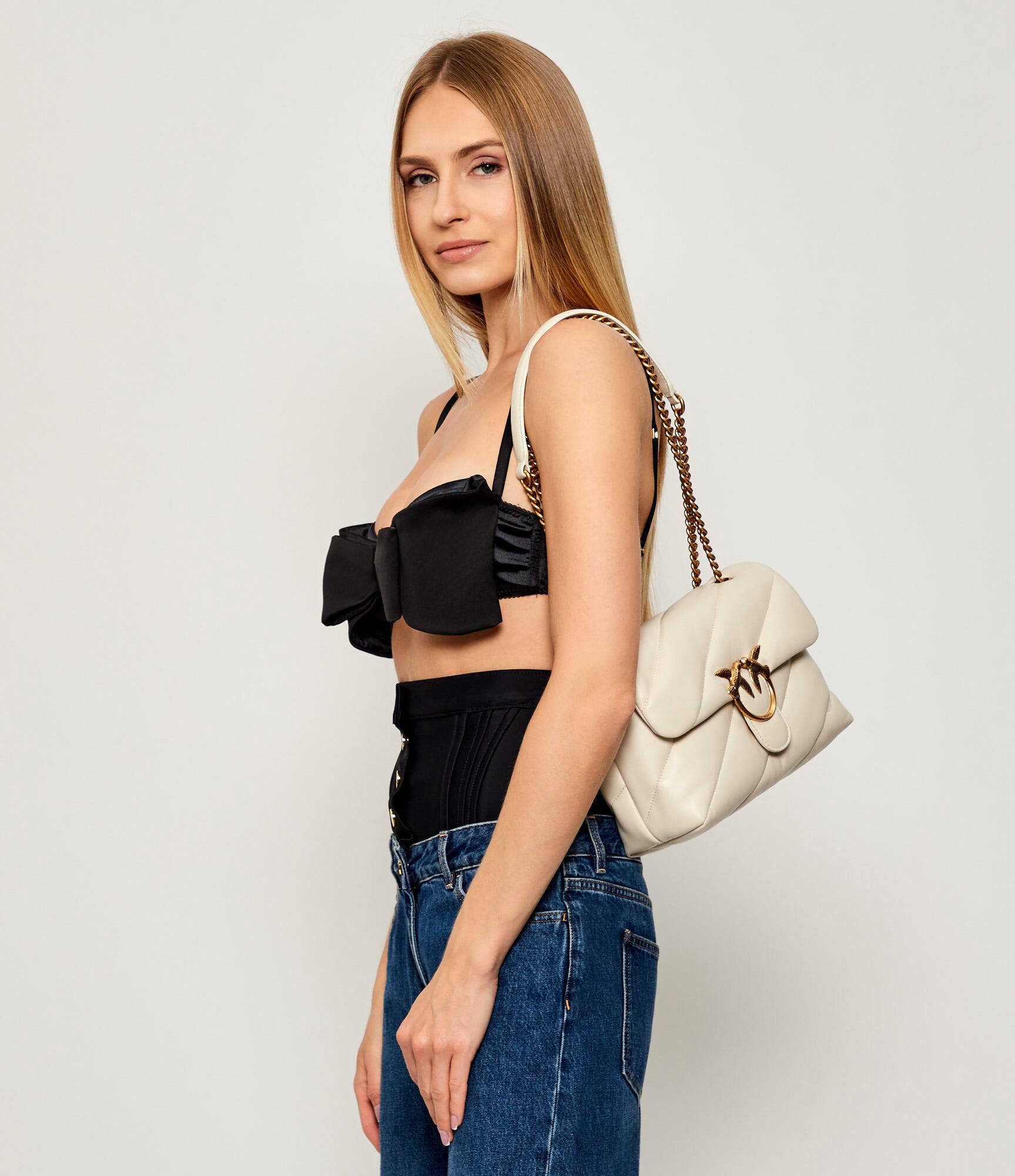 Pinko De piele geantă poștaș love puff classic