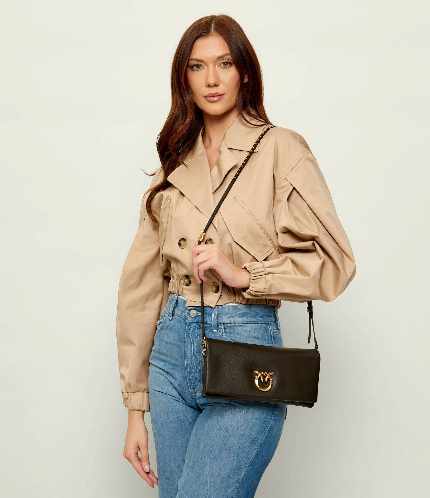 Pinko De piele geantă poștaș/poșetă plic CLICK SOFT HORIZONTAL CLASSIC