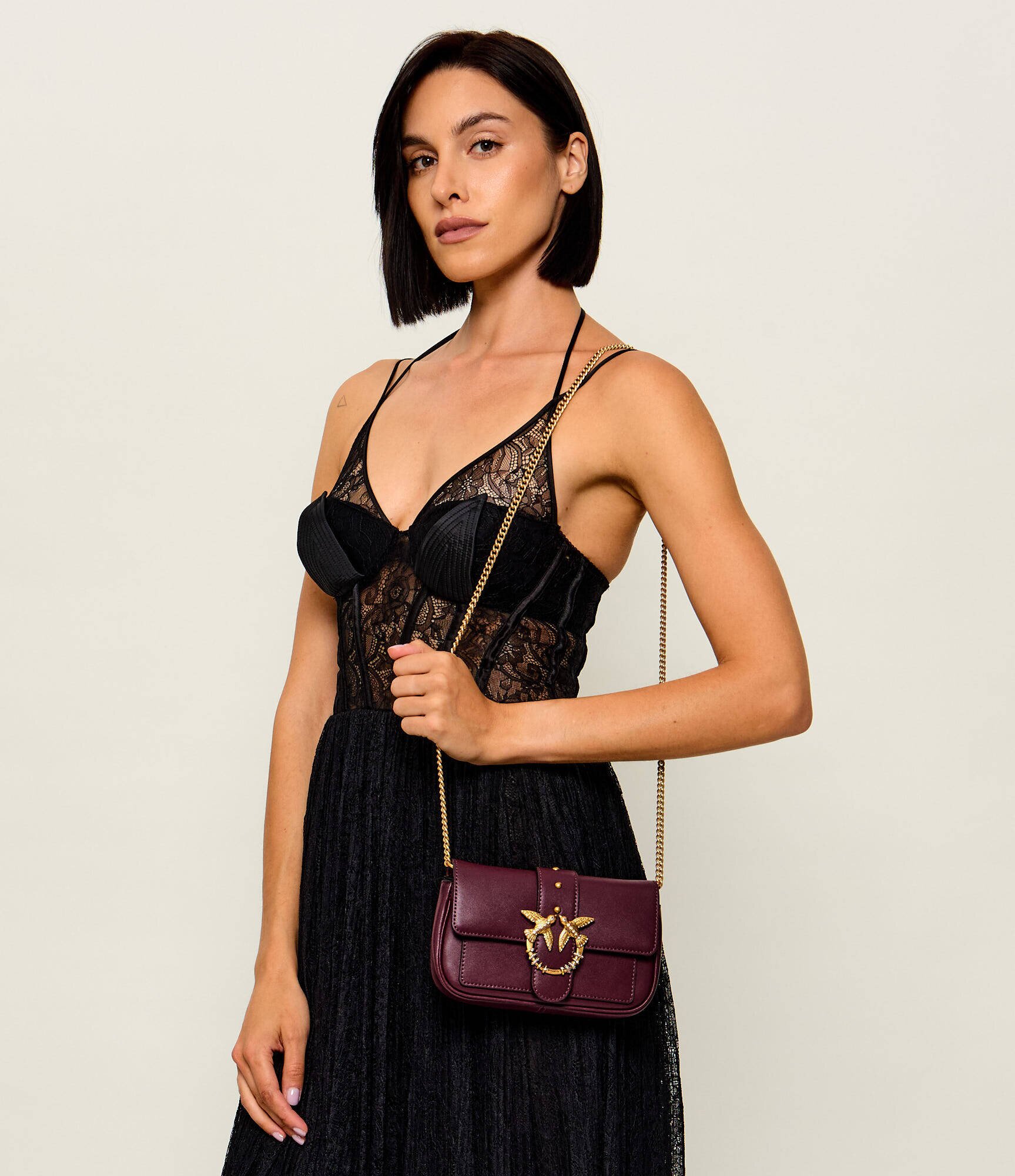 Pinko De piele geantă poștaș/poșetă plic Love Pocket New Buckle