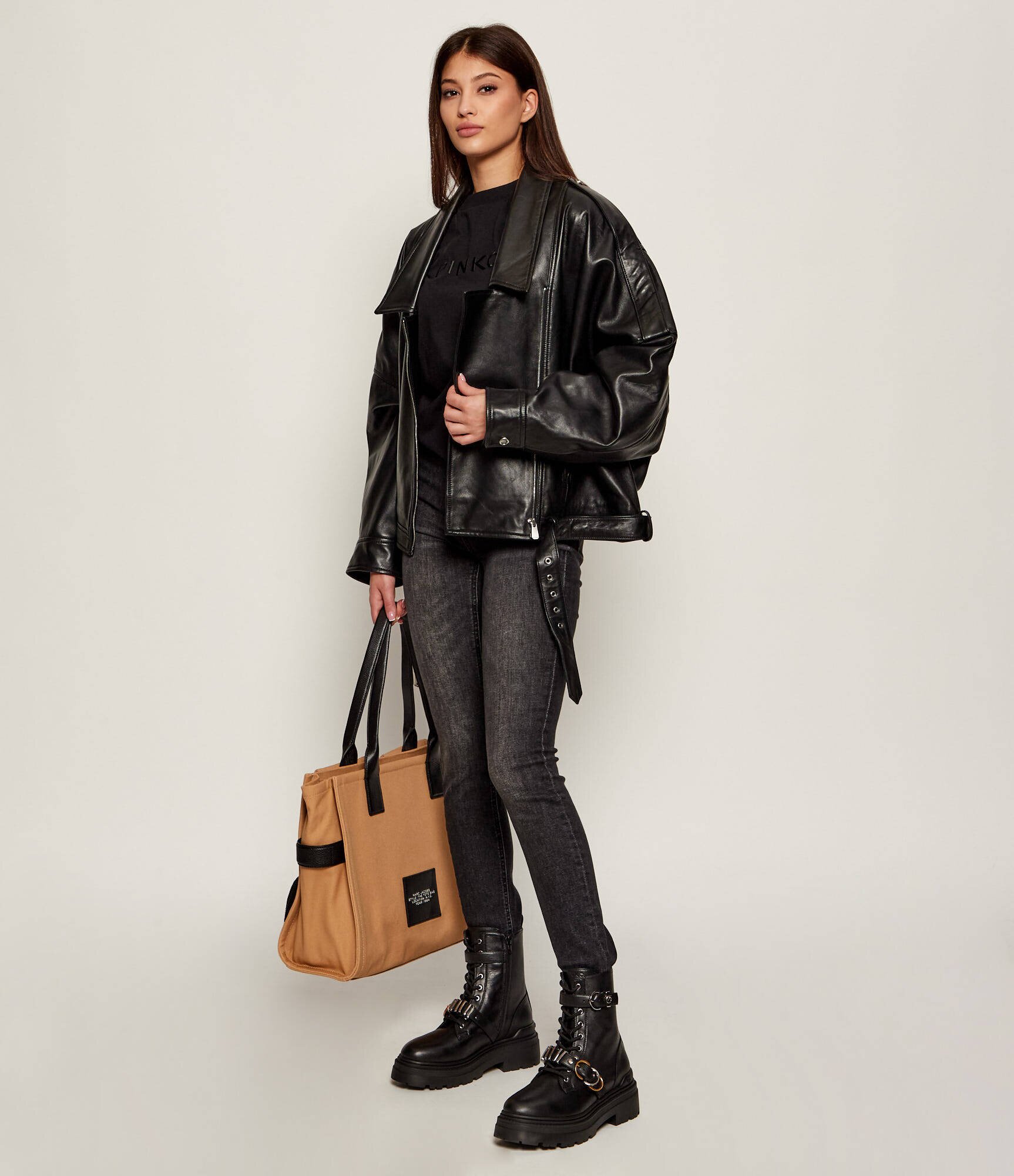 Pinko De piele ghete biker Mia 19