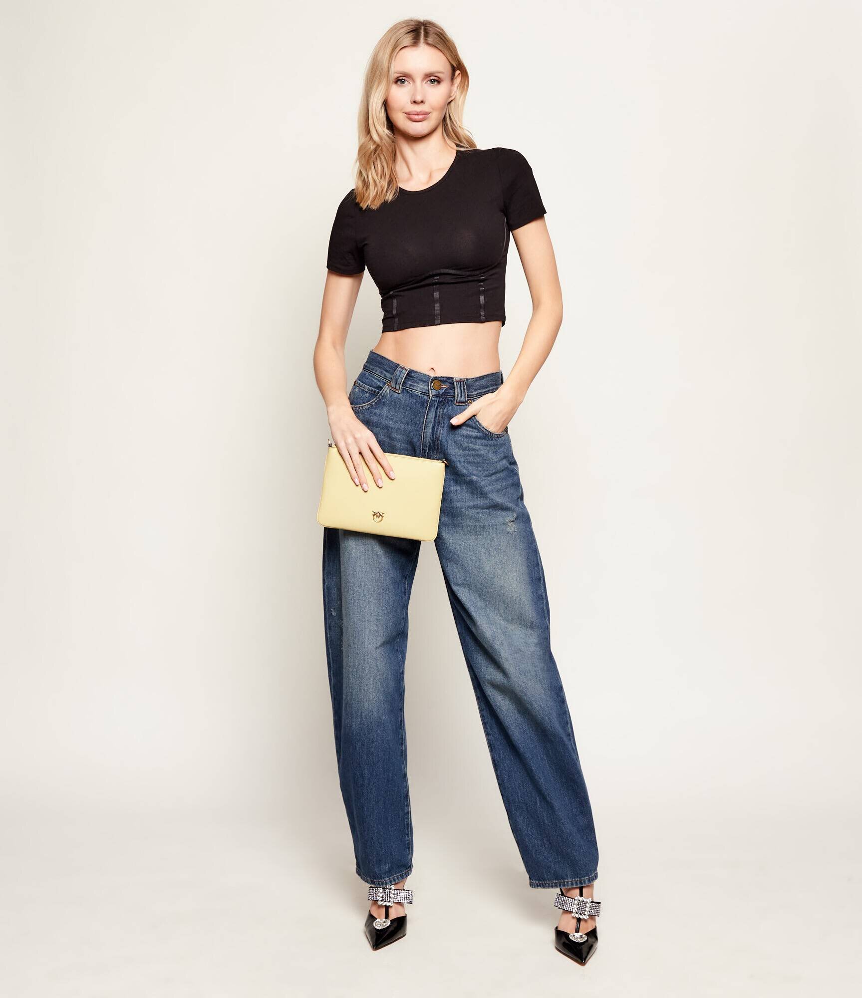 Pinko De piele poșetă plic Flat Classic Vitello Seta
