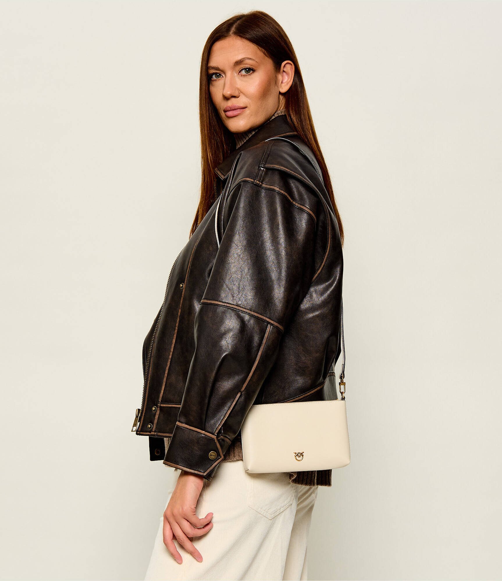 Pinko De piele poșetă plic Flat Horizontal Mini