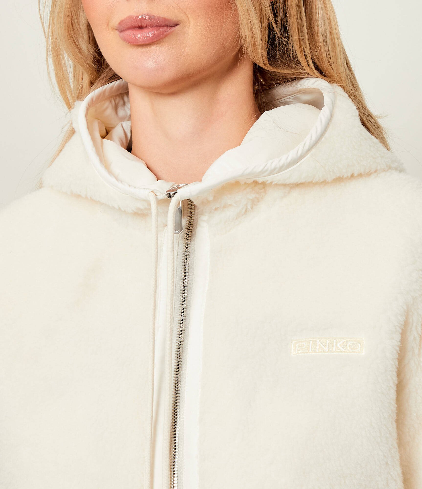 Pinko Din fleece geacă Milagros | Cropped Fit cu adaos de lână