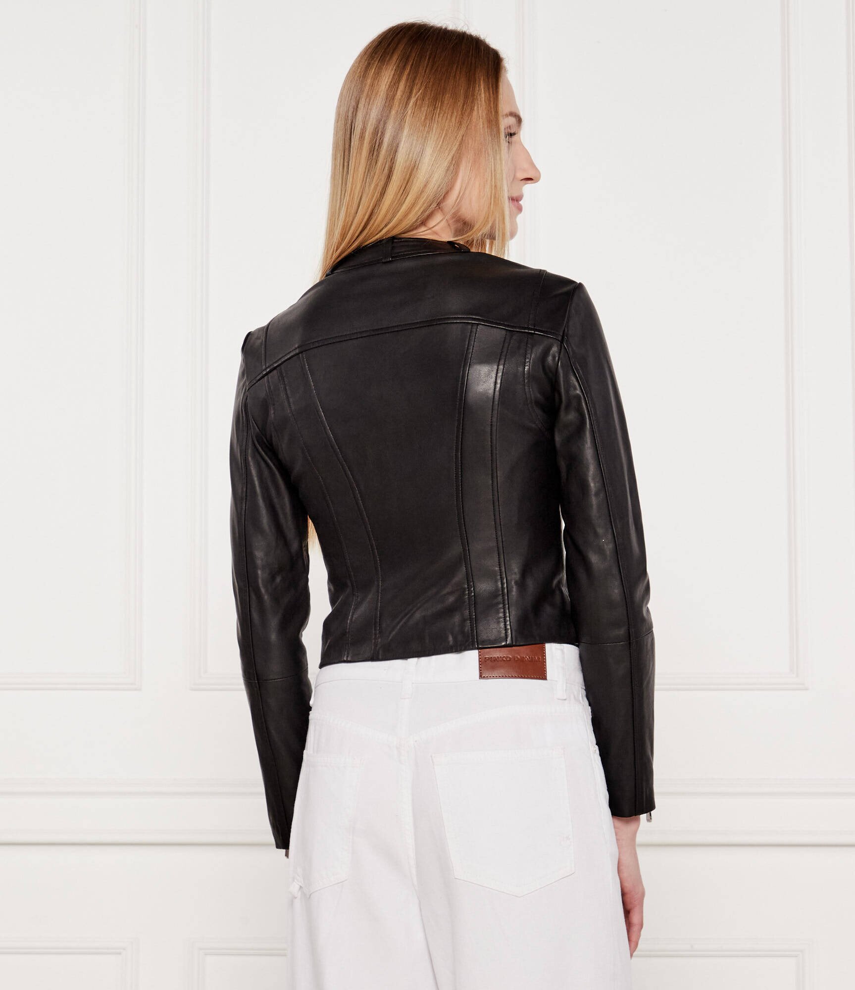 Pinko Geacă de piele Borderline | Slim Fit