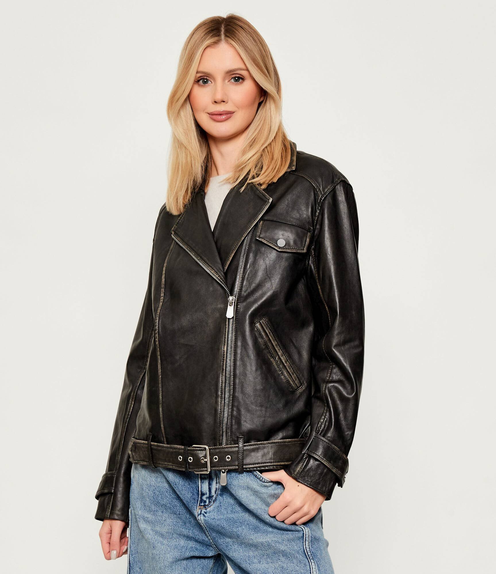 Pinko Geacă de piele CACIOPEPE | Oversize fit