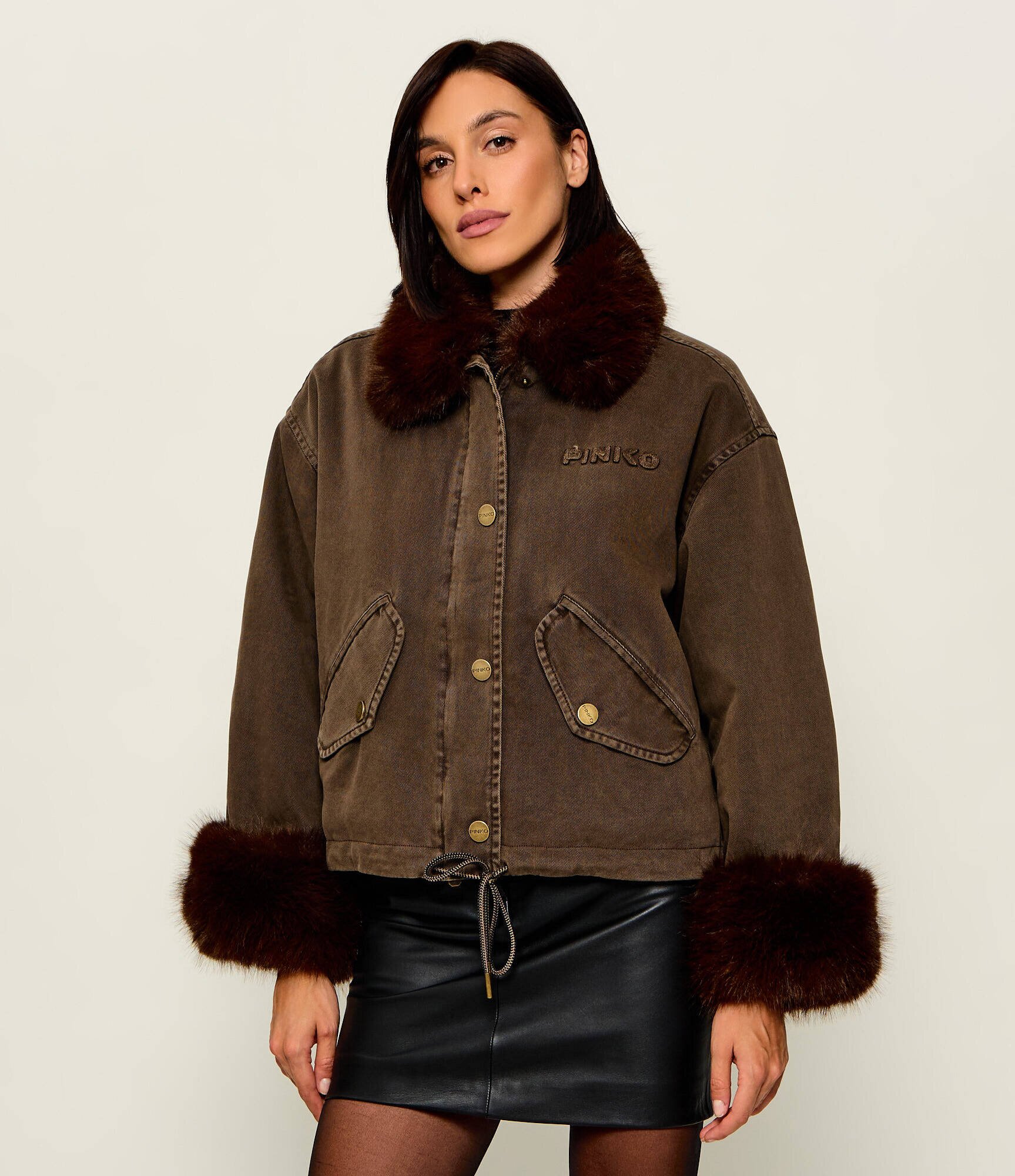 Pinko Geacă parka Garlate | Cropped Fit | shearling