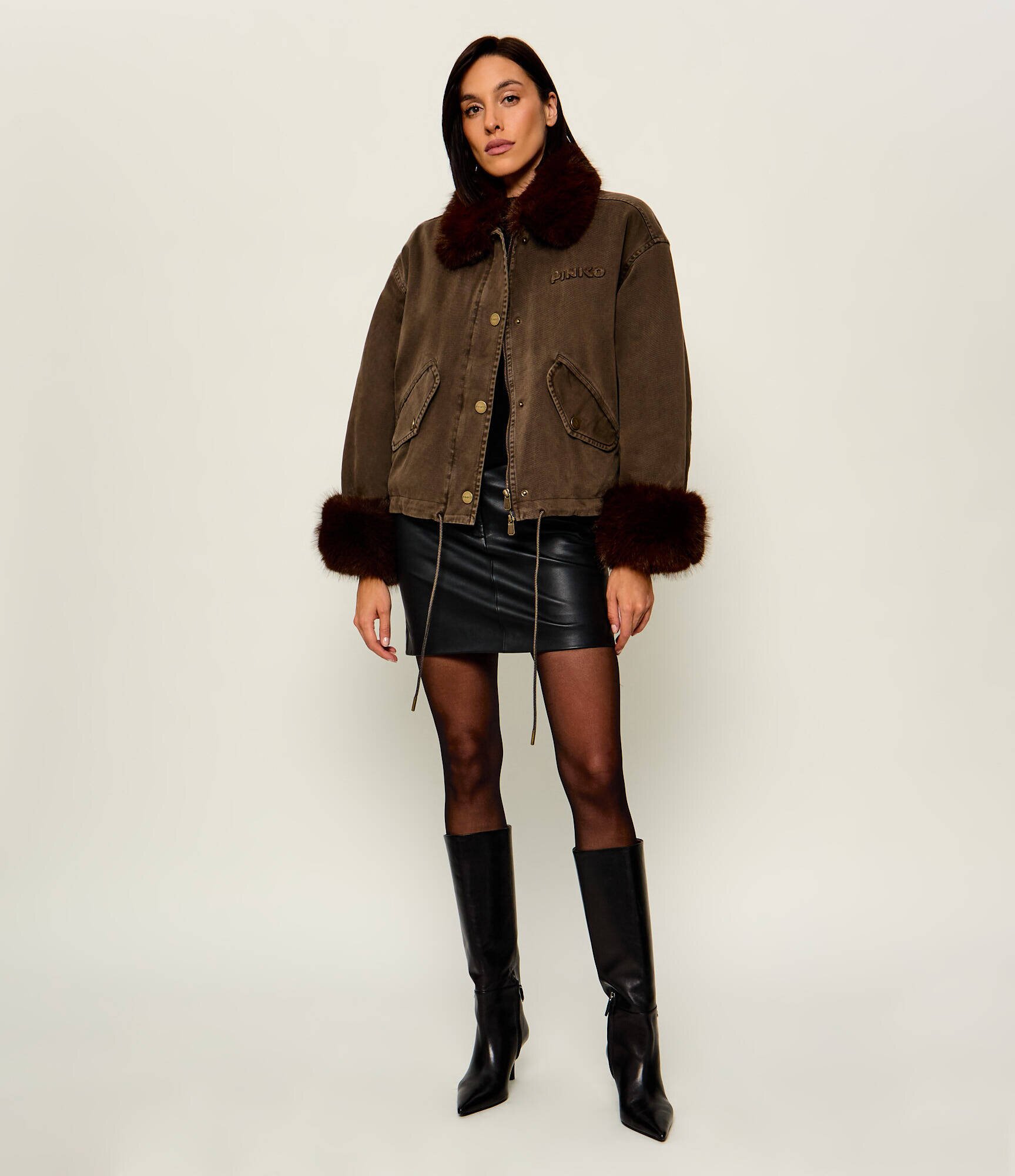 Pinko Geacă parka Garlate | Cropped Fit | shearling