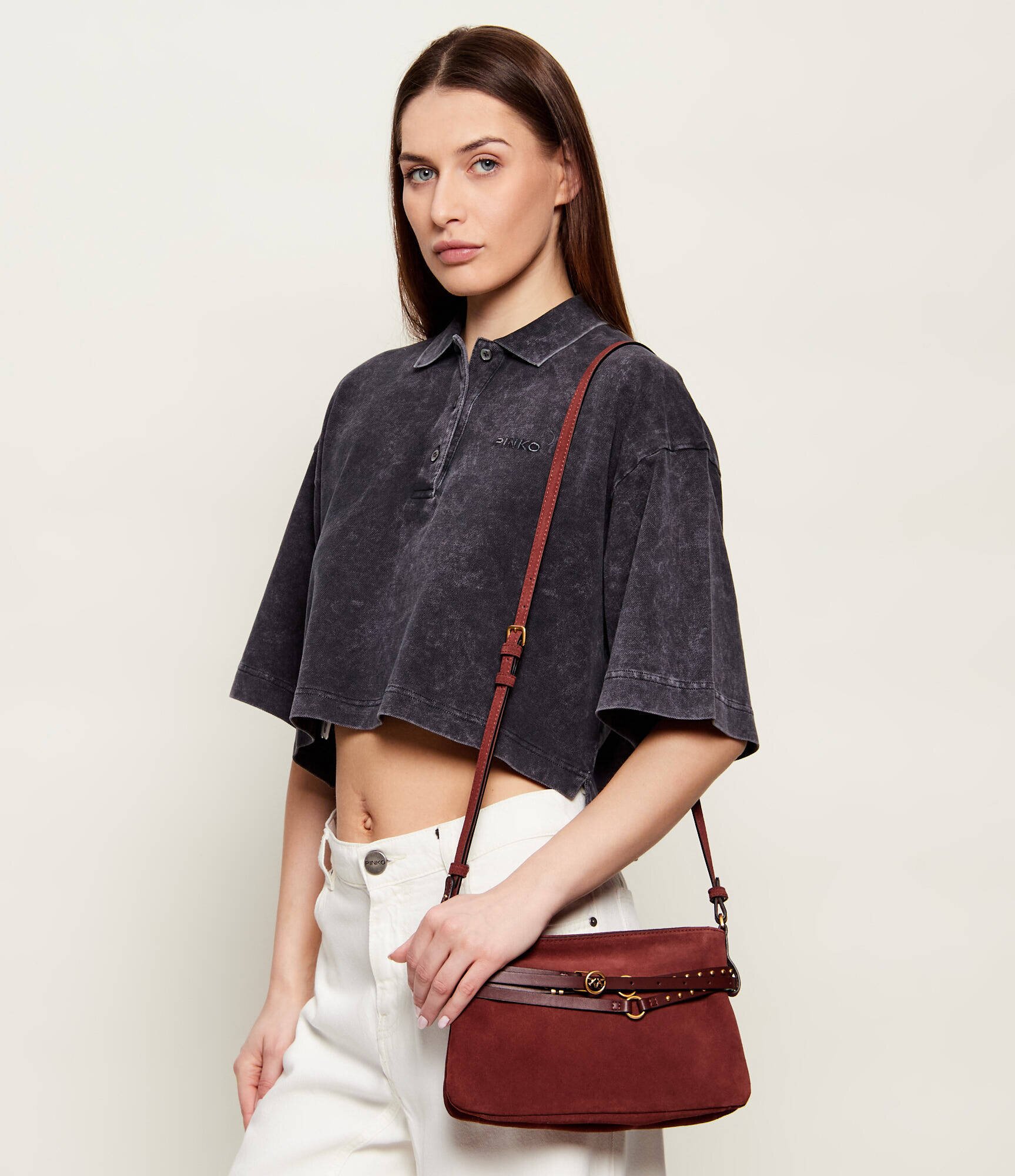 Pinko Geantă pe umăr BELT BAG MINI | piele întoarsă