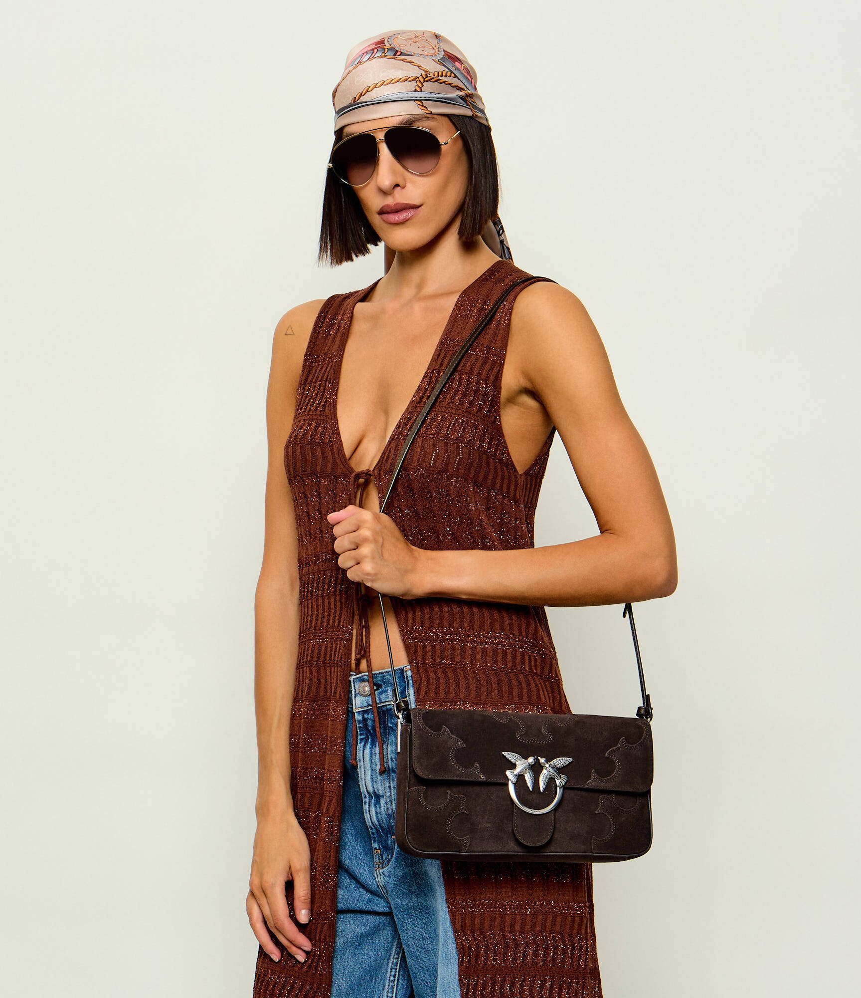 Pinko Geantă pe umăr LOVE ONE SLOUCHY CLASSIC | piele întoarsă