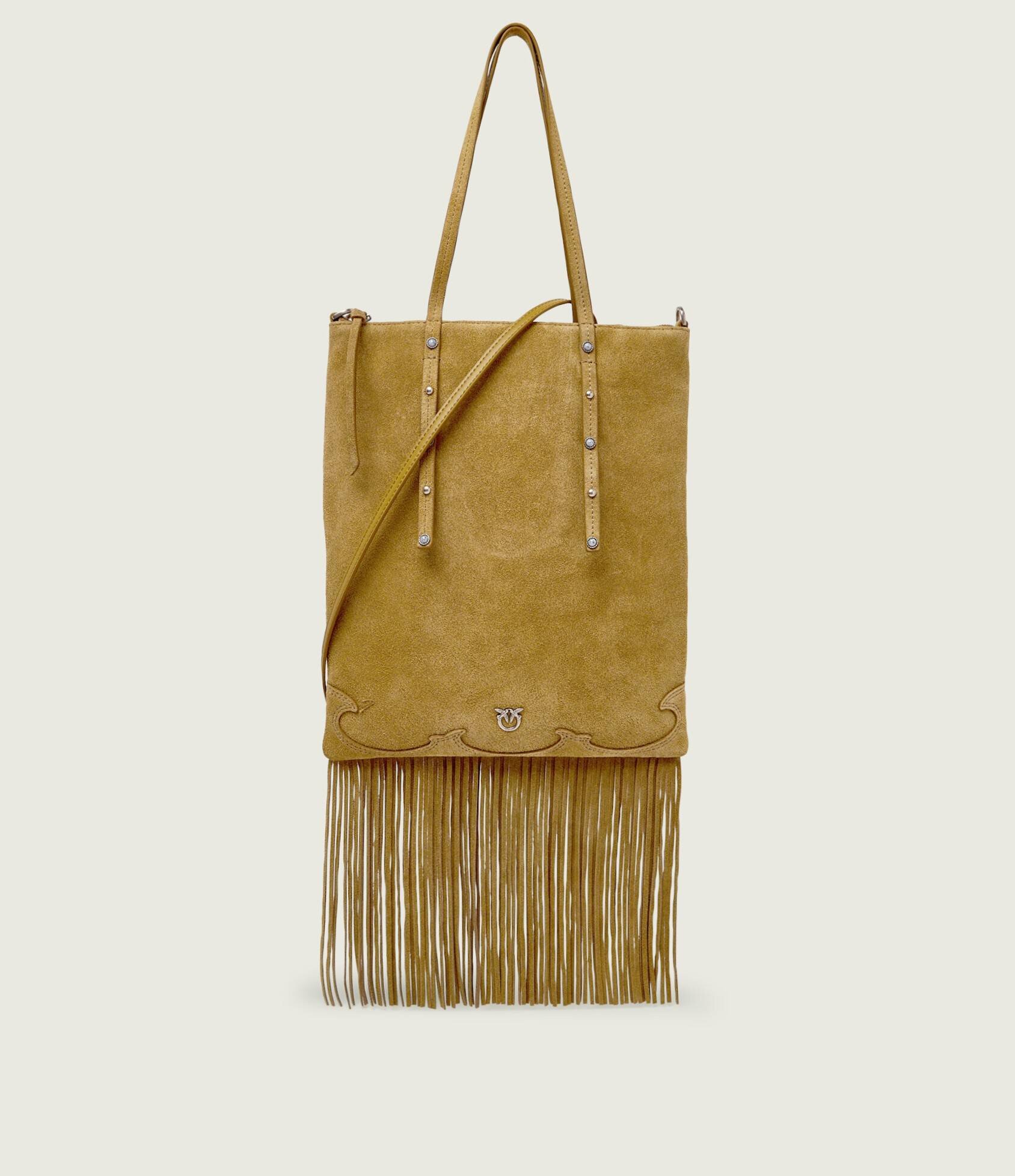 Pinko Geantă pe umăr MINI SHOPPER FRINGES | piele întoarsă