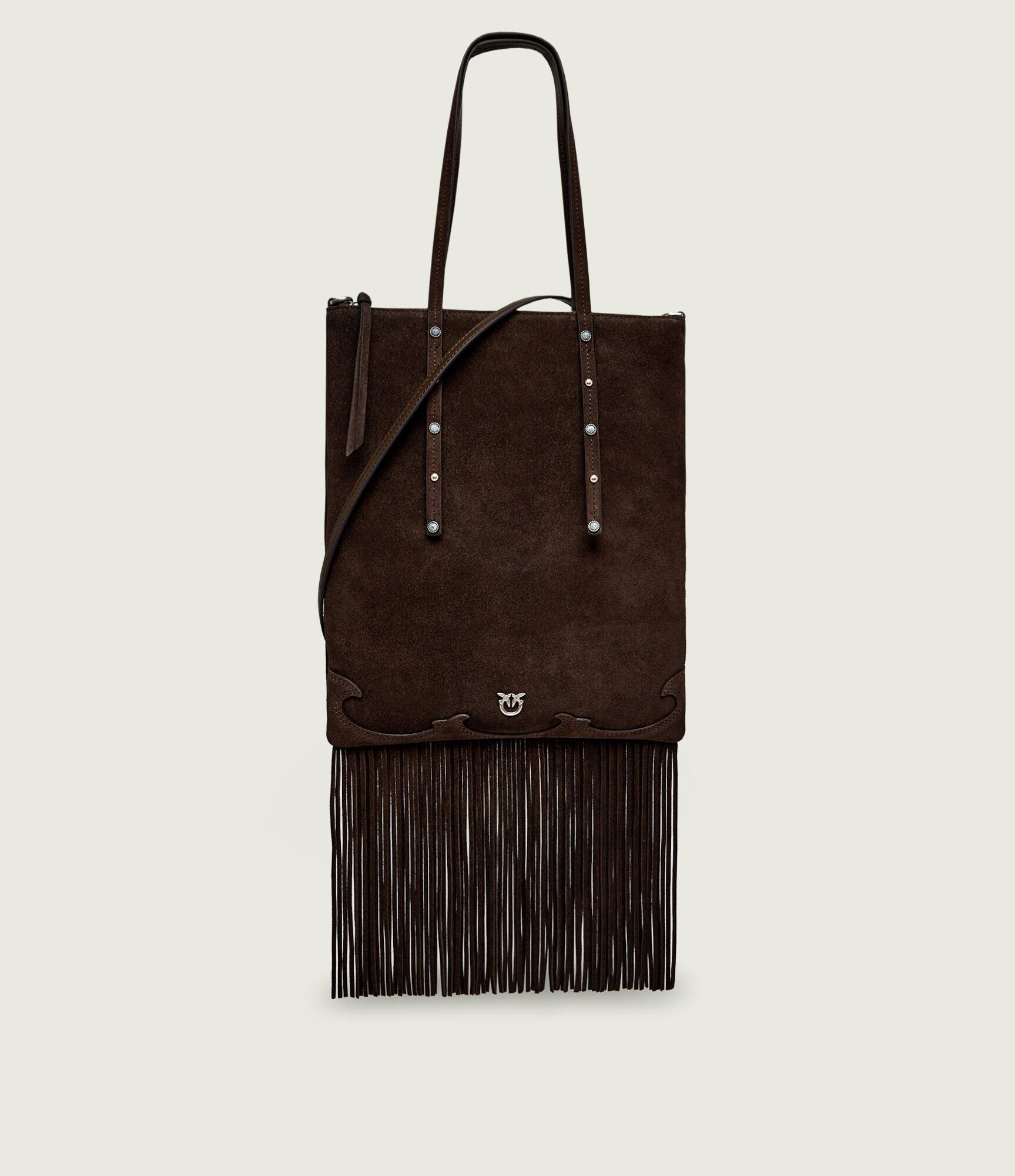 Pinko Geantă pe umăr MINI SHOPPER FRINGES | piele întoarsă