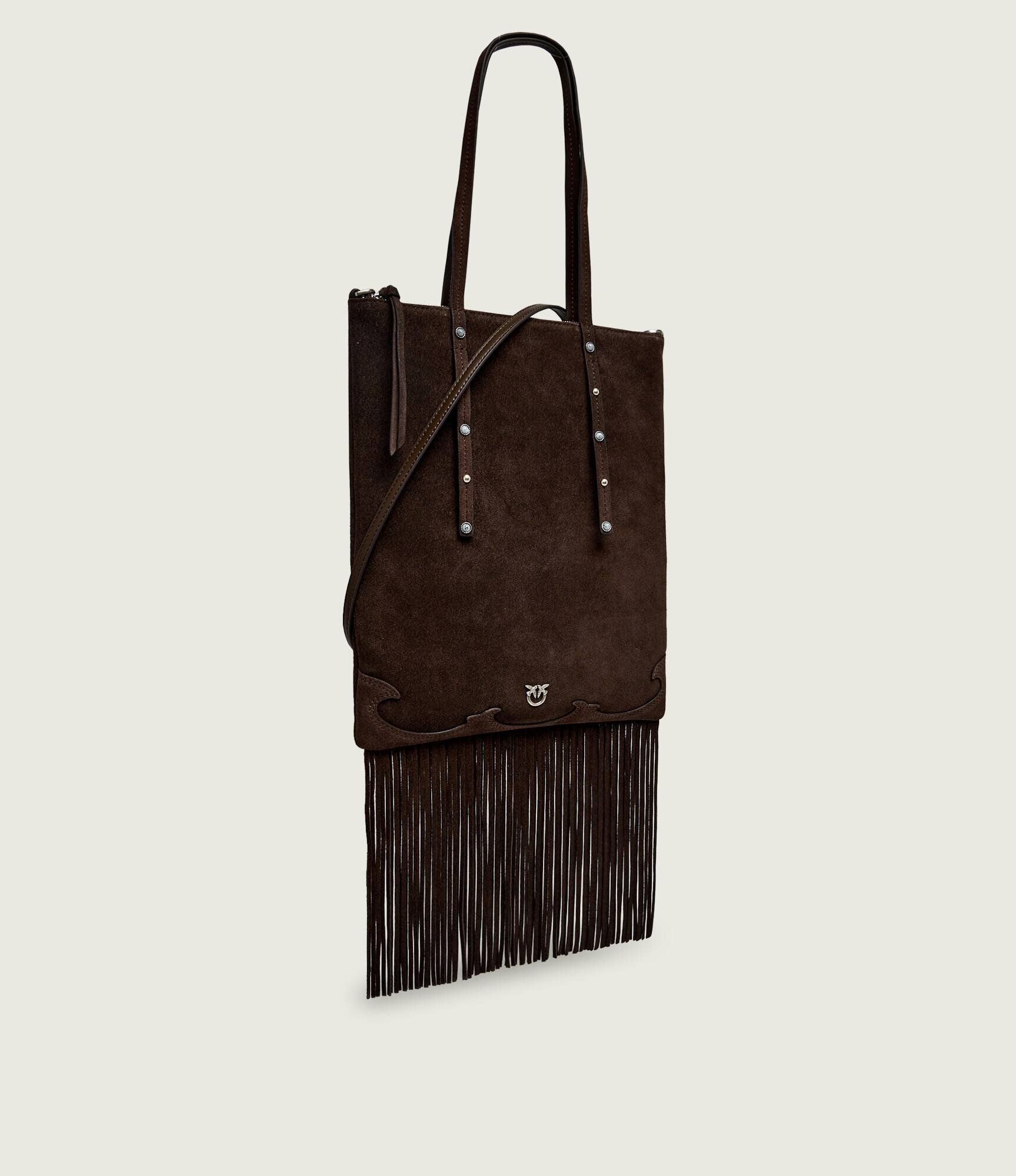 Pinko Geantă pe umăr MINI SHOPPER FRINGES | piele întoarsă