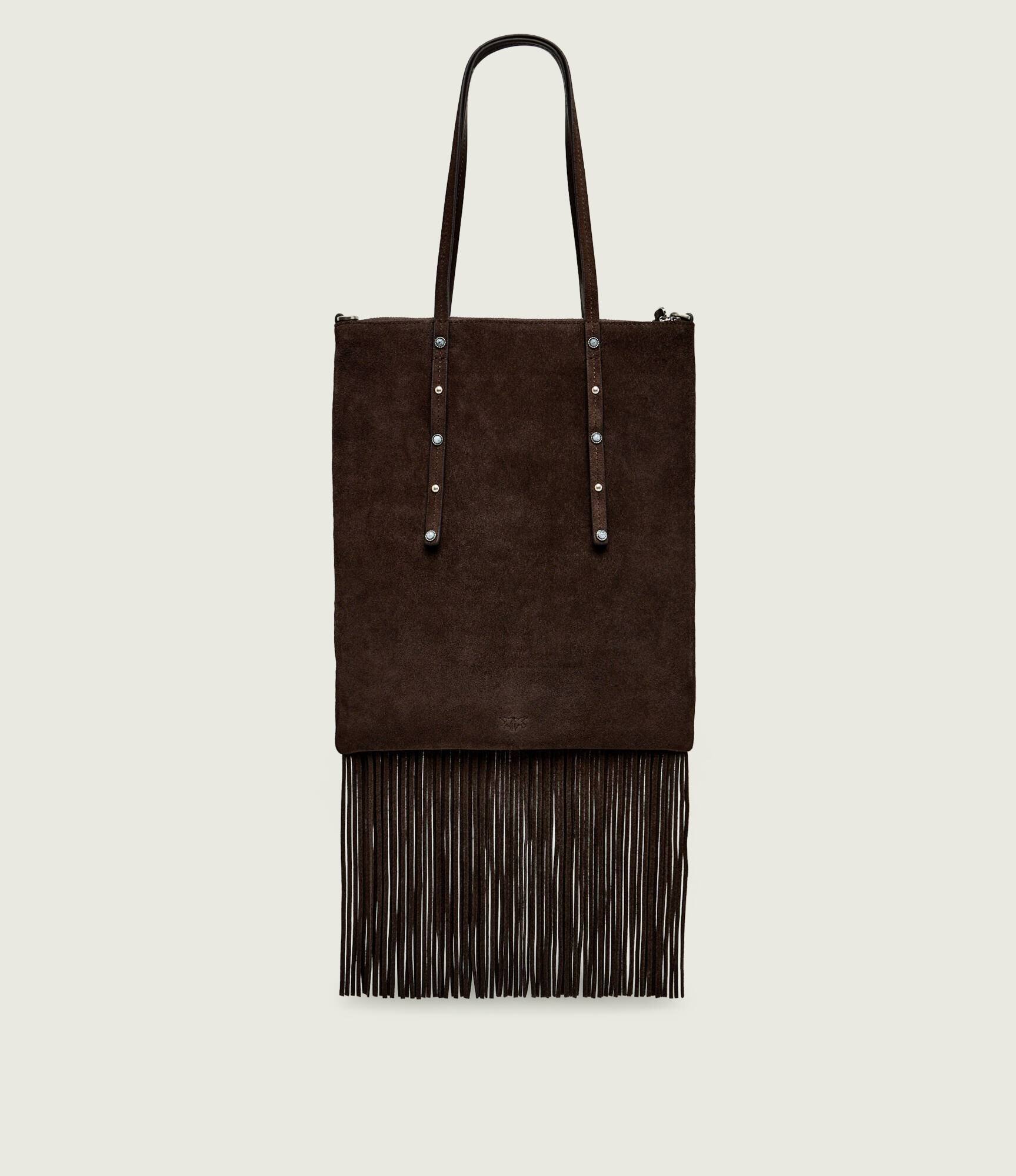 Pinko Geantă pe umăr MINI SHOPPER FRINGES | piele întoarsă