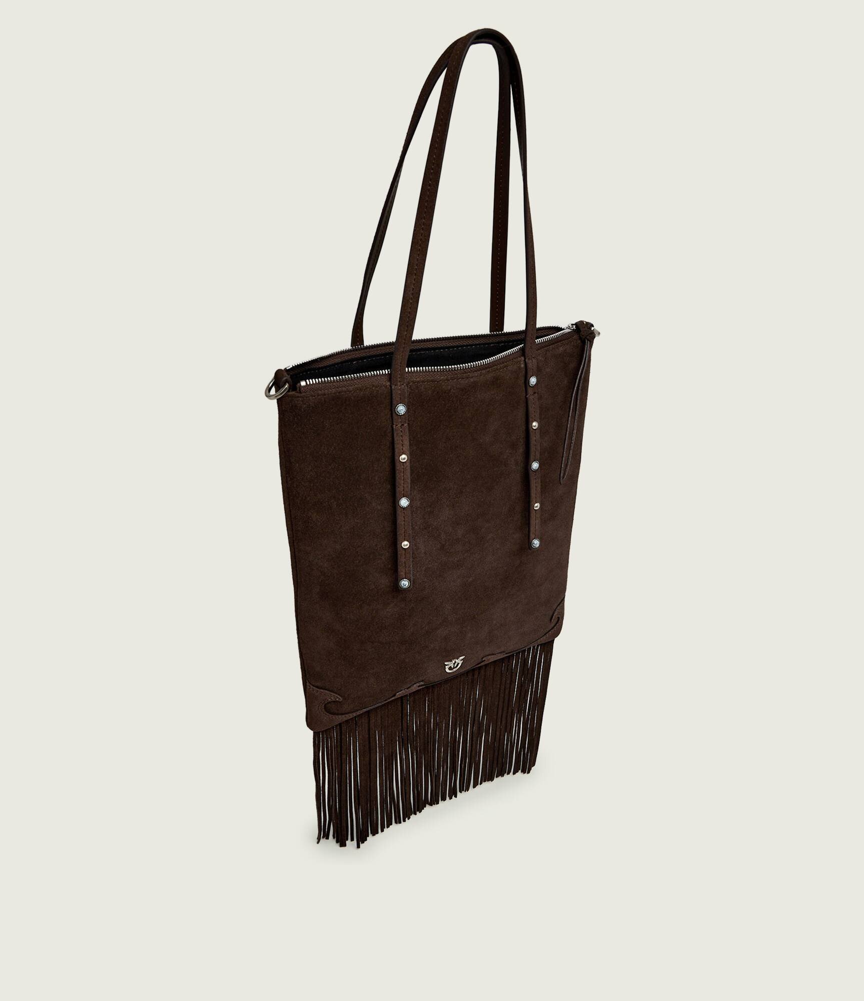 Pinko Geantă pe umăr MINI SHOPPER FRINGES | piele întoarsă