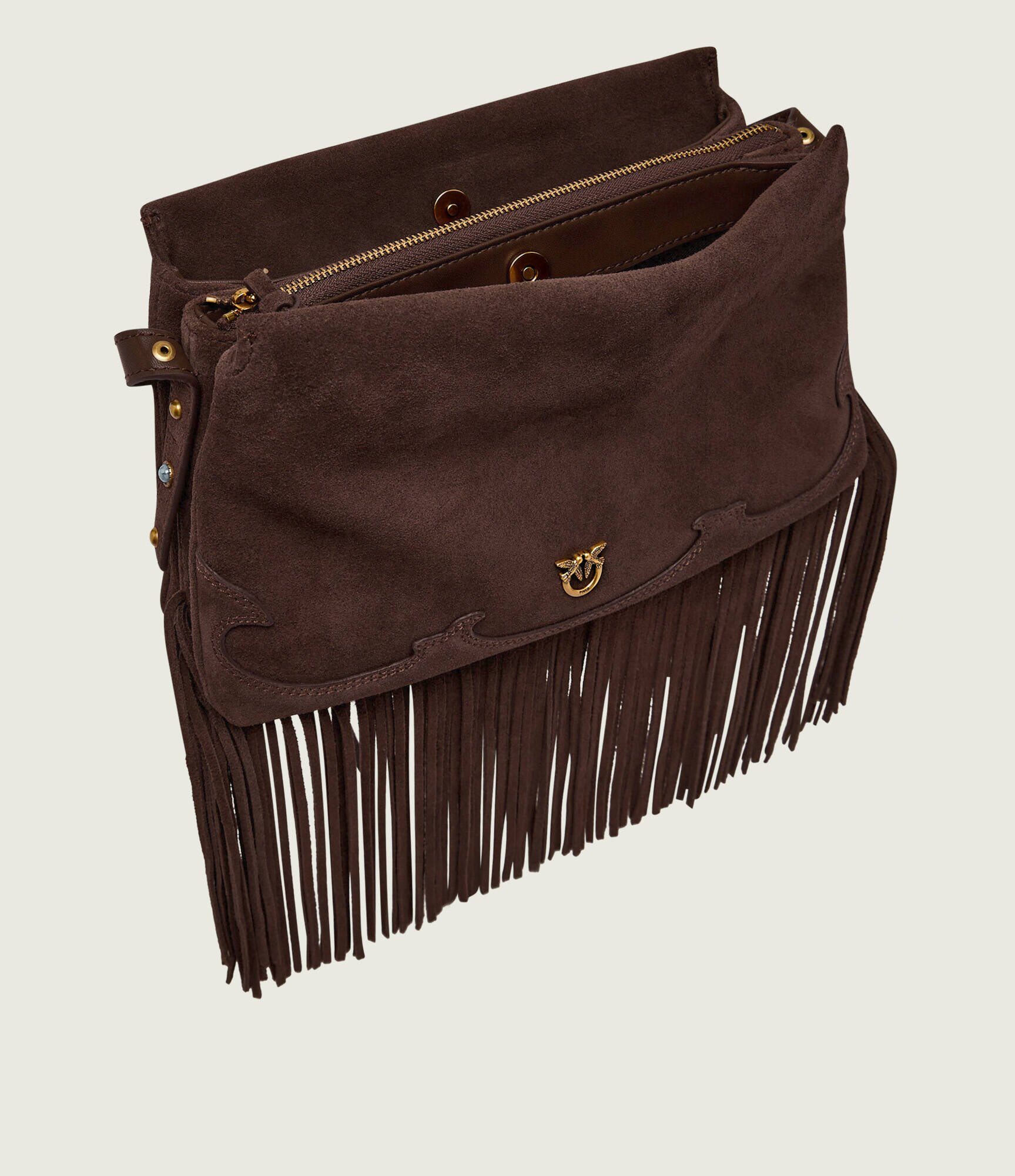 Pinko Geantă pe umăr TRIPLET MINI FRINGES | piele întoarsă