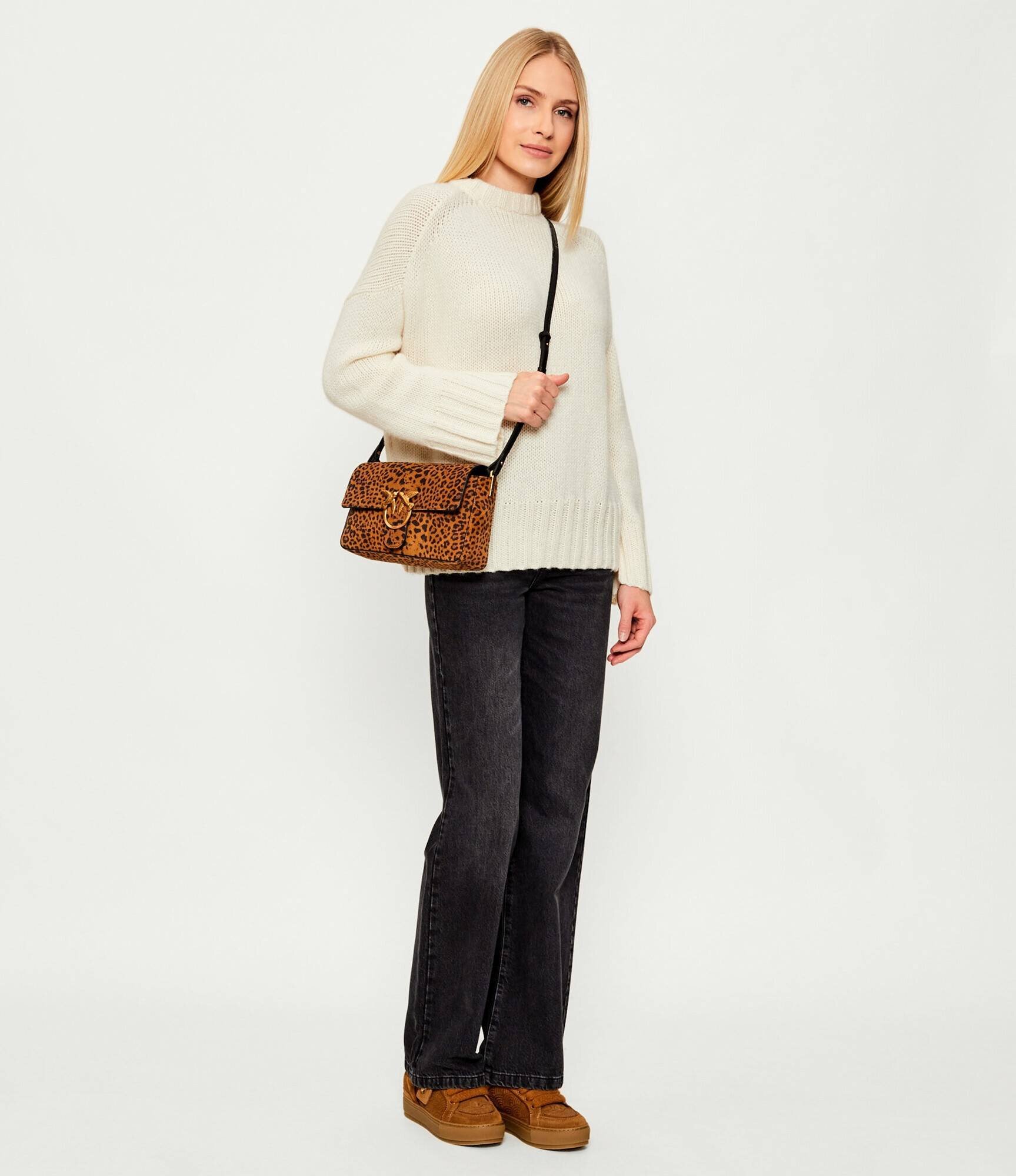 Pinko Geantă poștaș LOVE ONE SLOUCHY CLASSIC | piele întoarsă