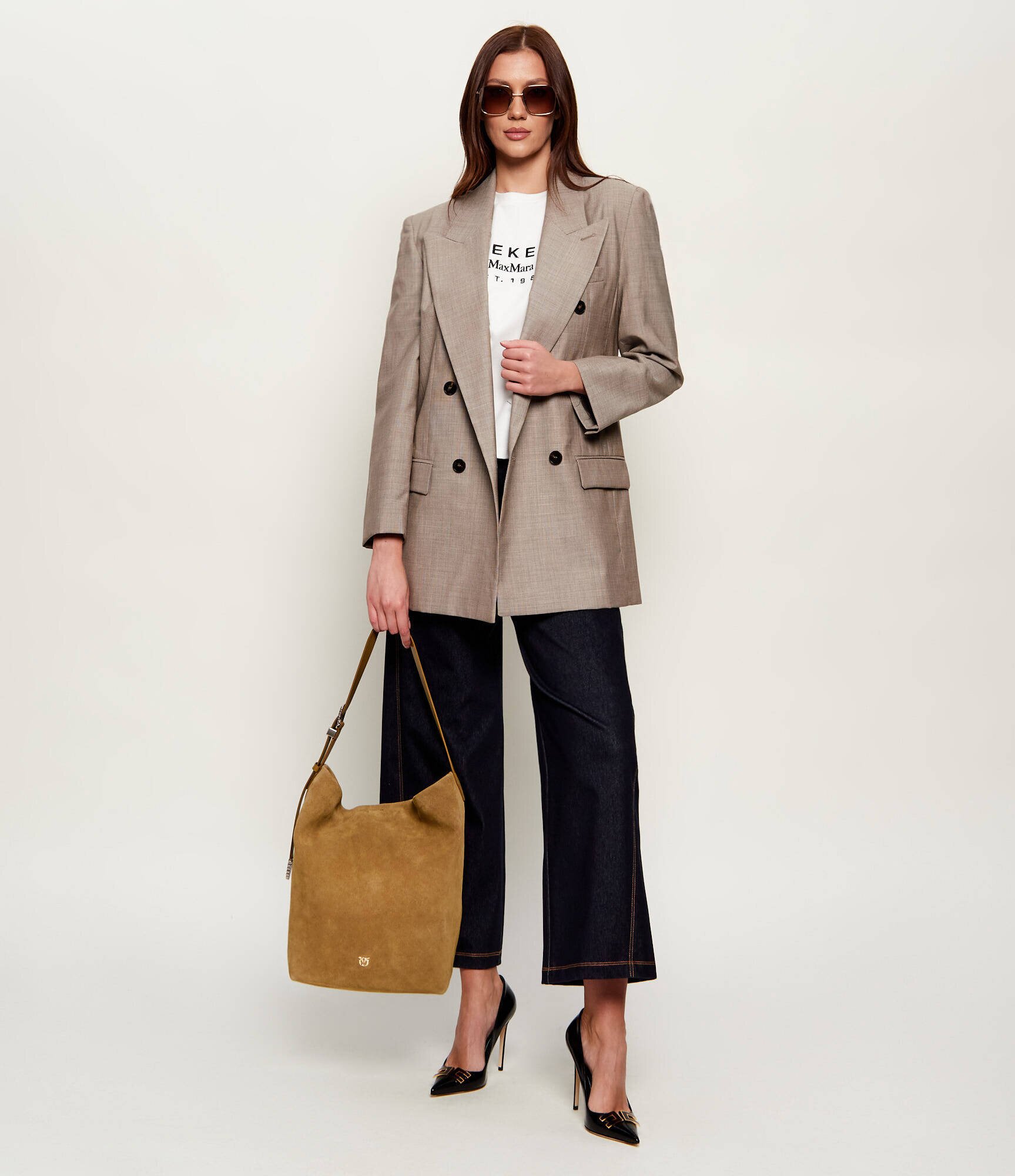 Pinko Geantă shopper BUCKET BIG | piele întoarsă